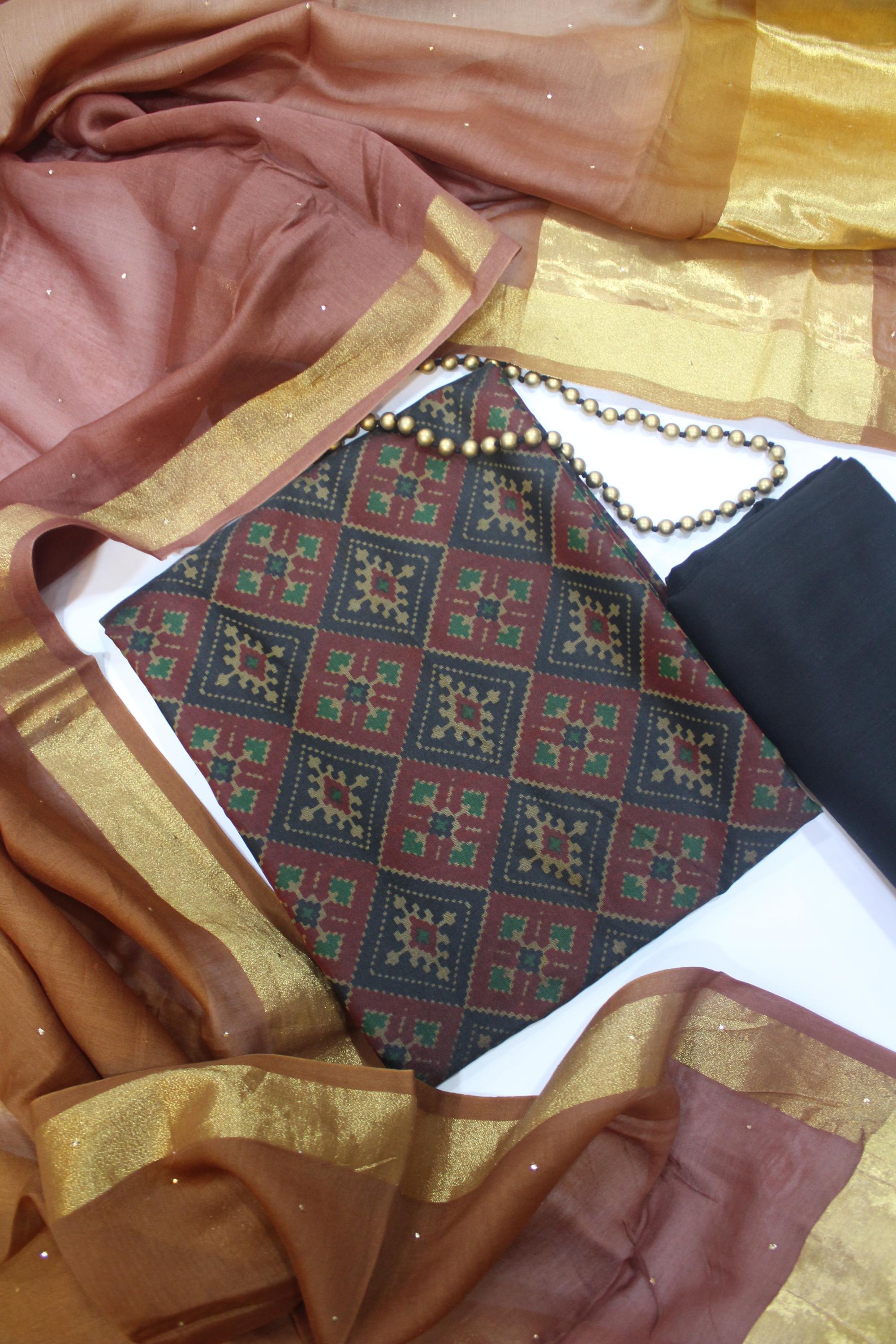 Ikkat 3 Piece Unstitched Set -121