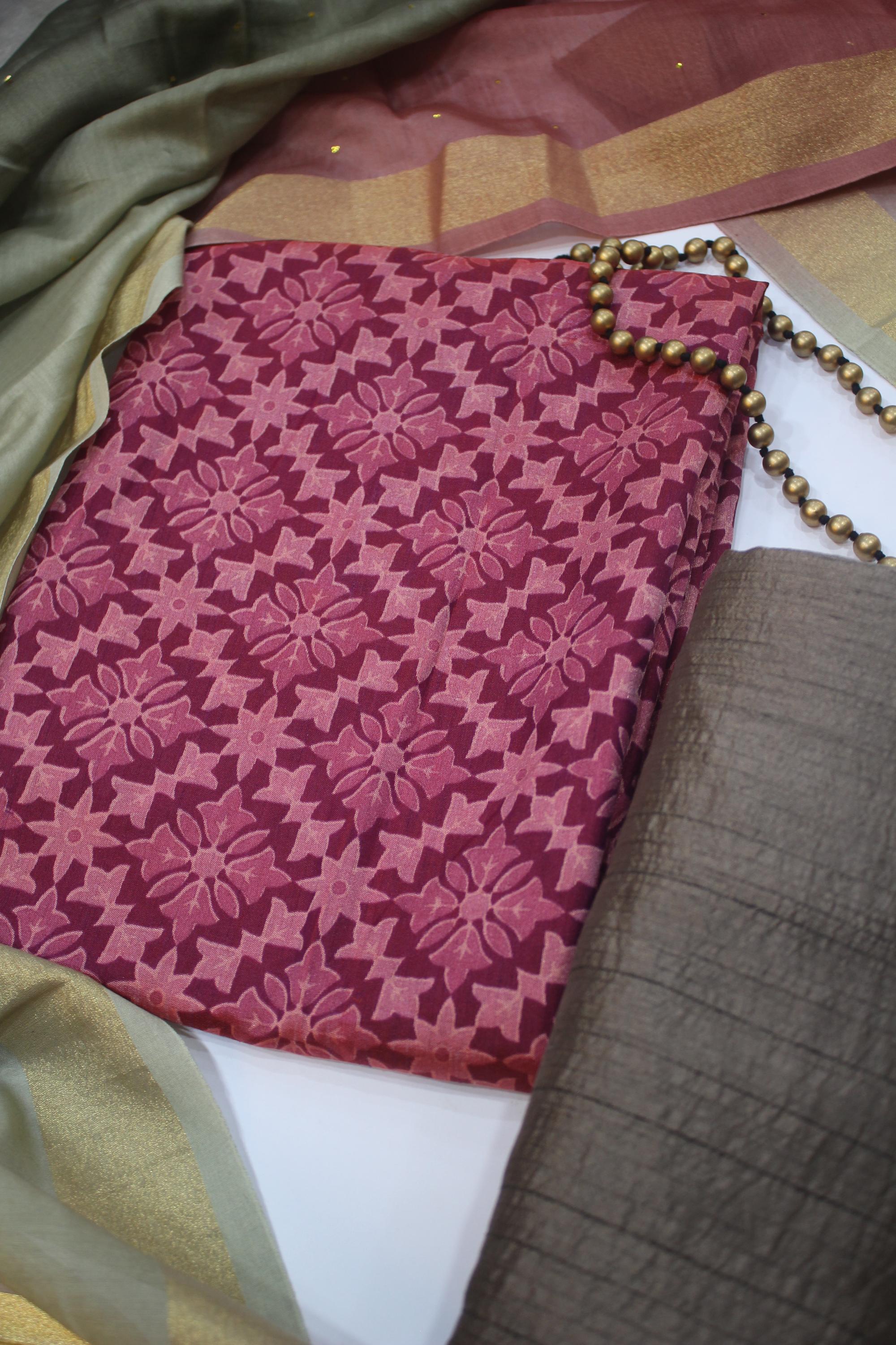 Ikkat 3 Piece Unstitched Set -125