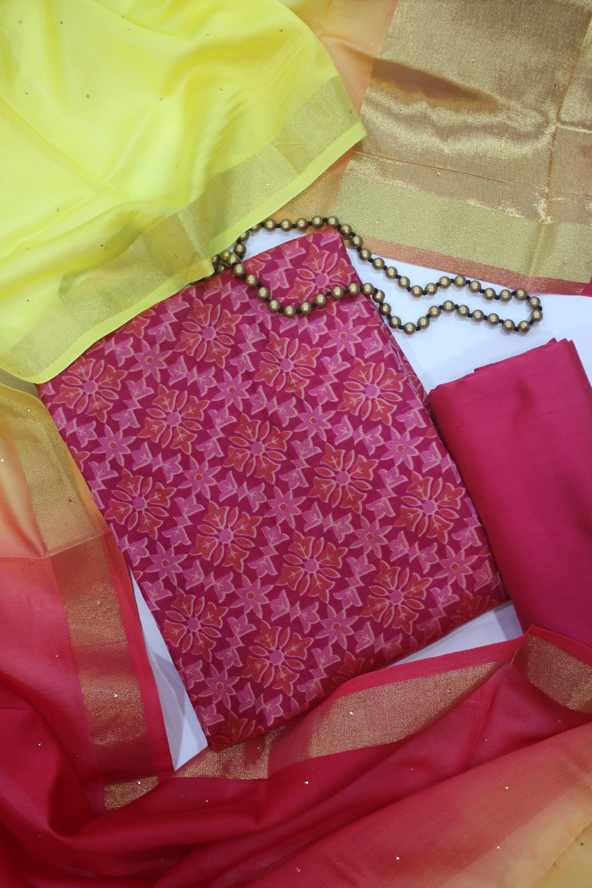 Ikkat 3 Piece Unstitched Set -126