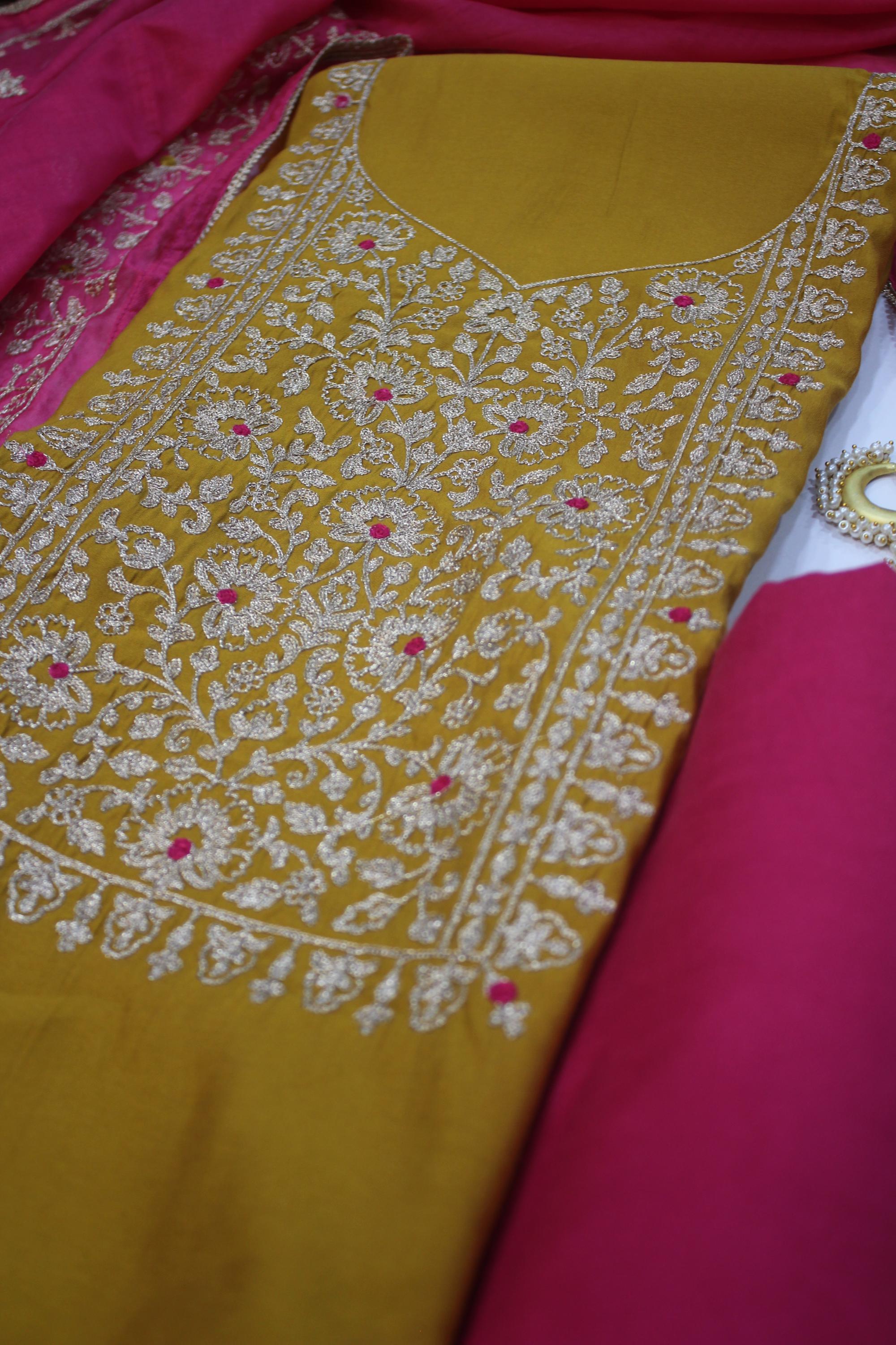 Semi Silk 3 Piece Unstitched Set -133