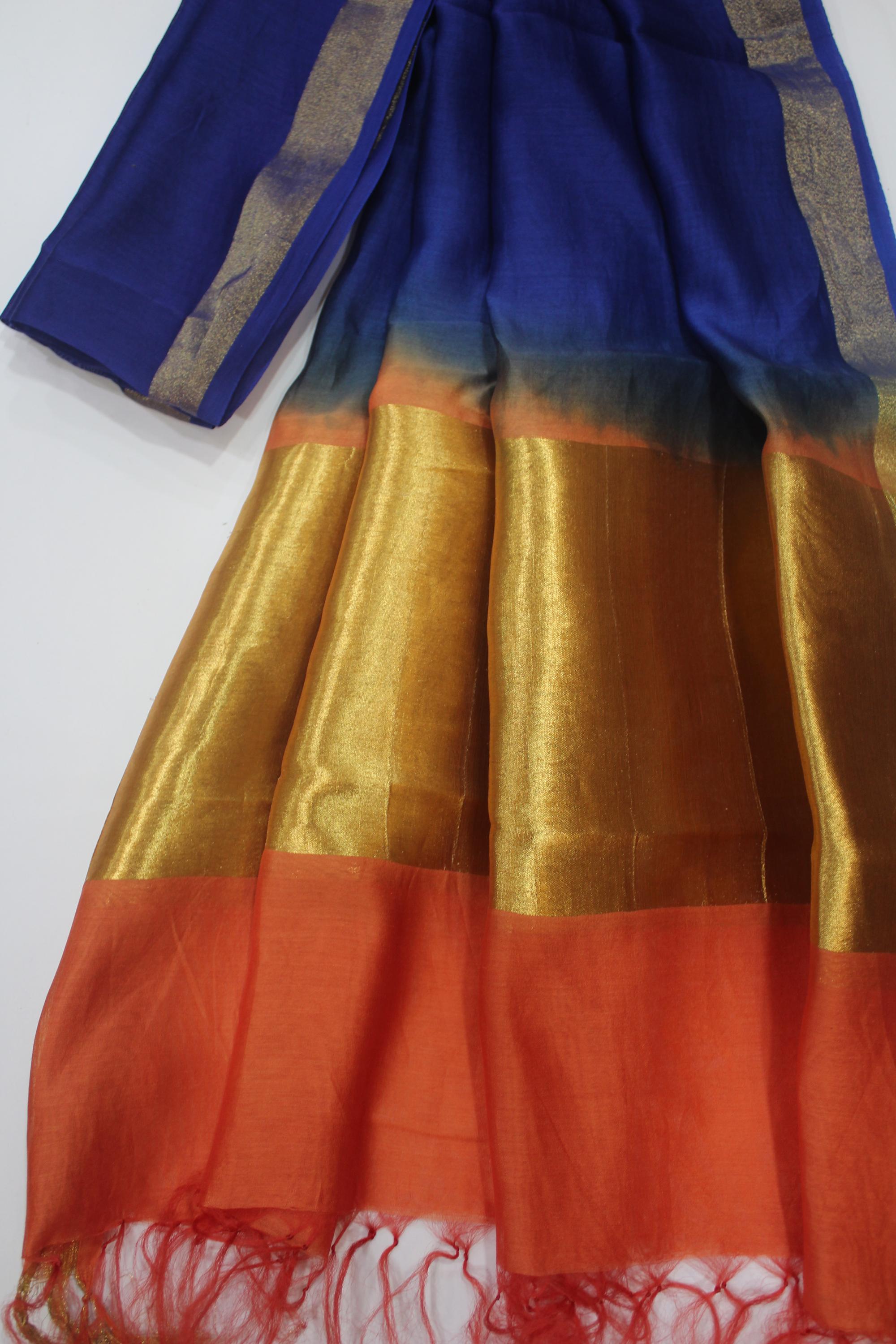 Chanderi Silk 3 Piece Unstitched Set -135