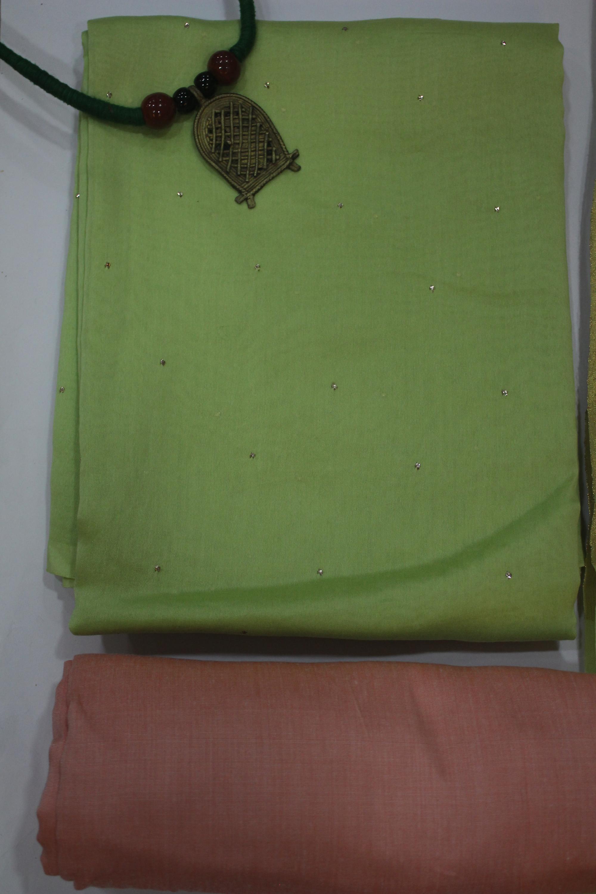 Chanderi Silk 3 Piece Unstitched Set -135 (Copy)