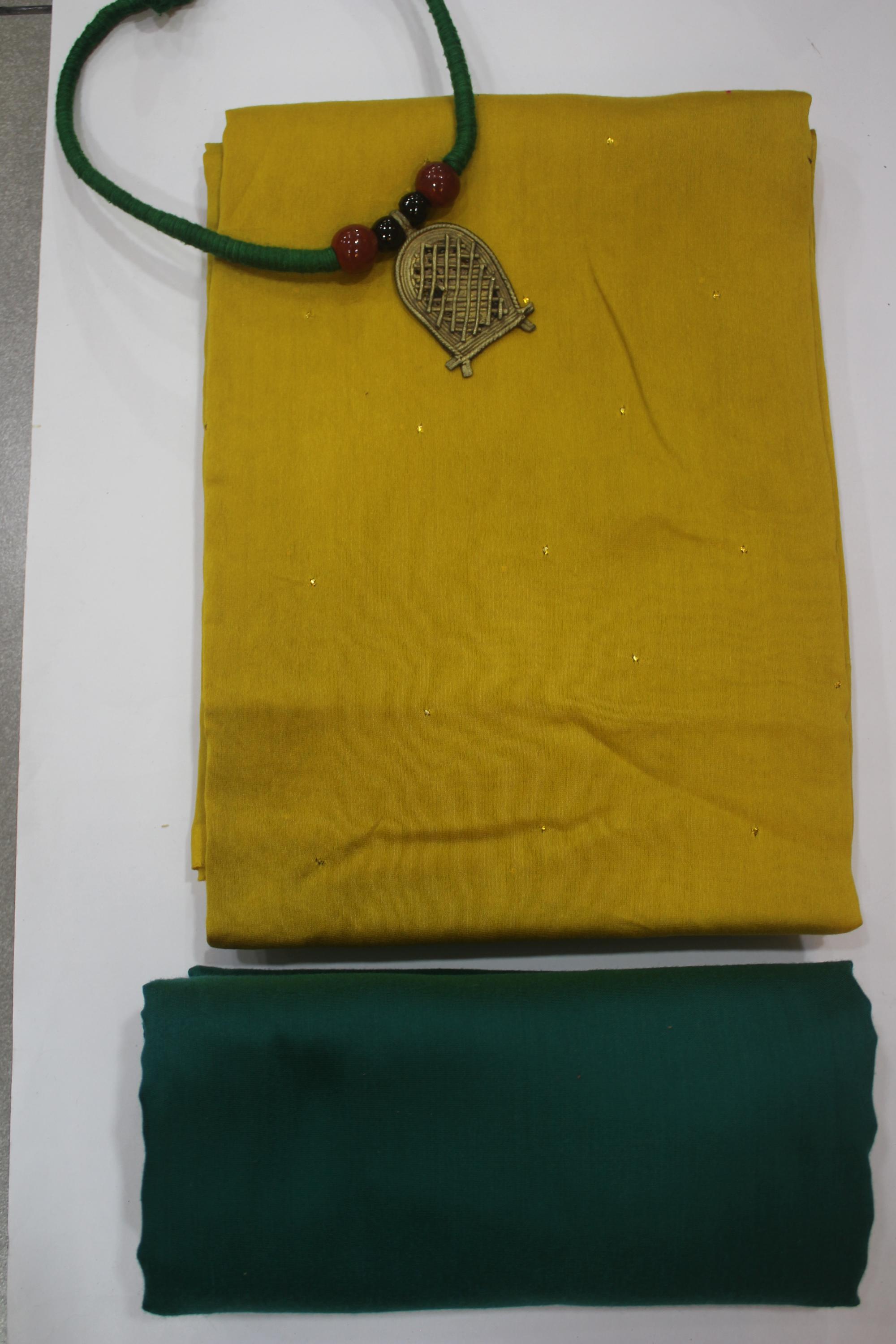 Chanderi Silk 3 Piece Unstitched Set -136
