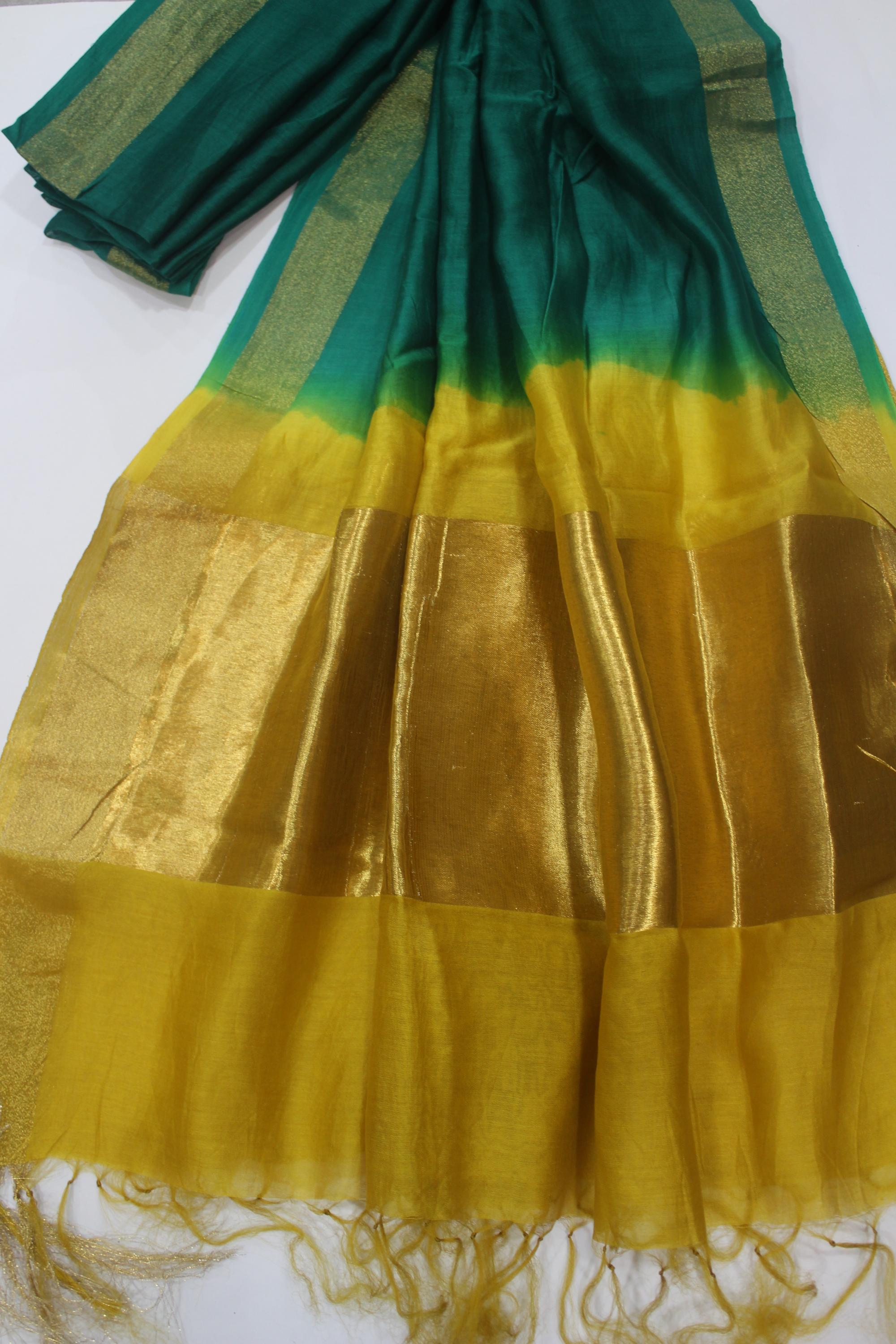 Chanderi Silk 3 Piece Unstitched Set -136
