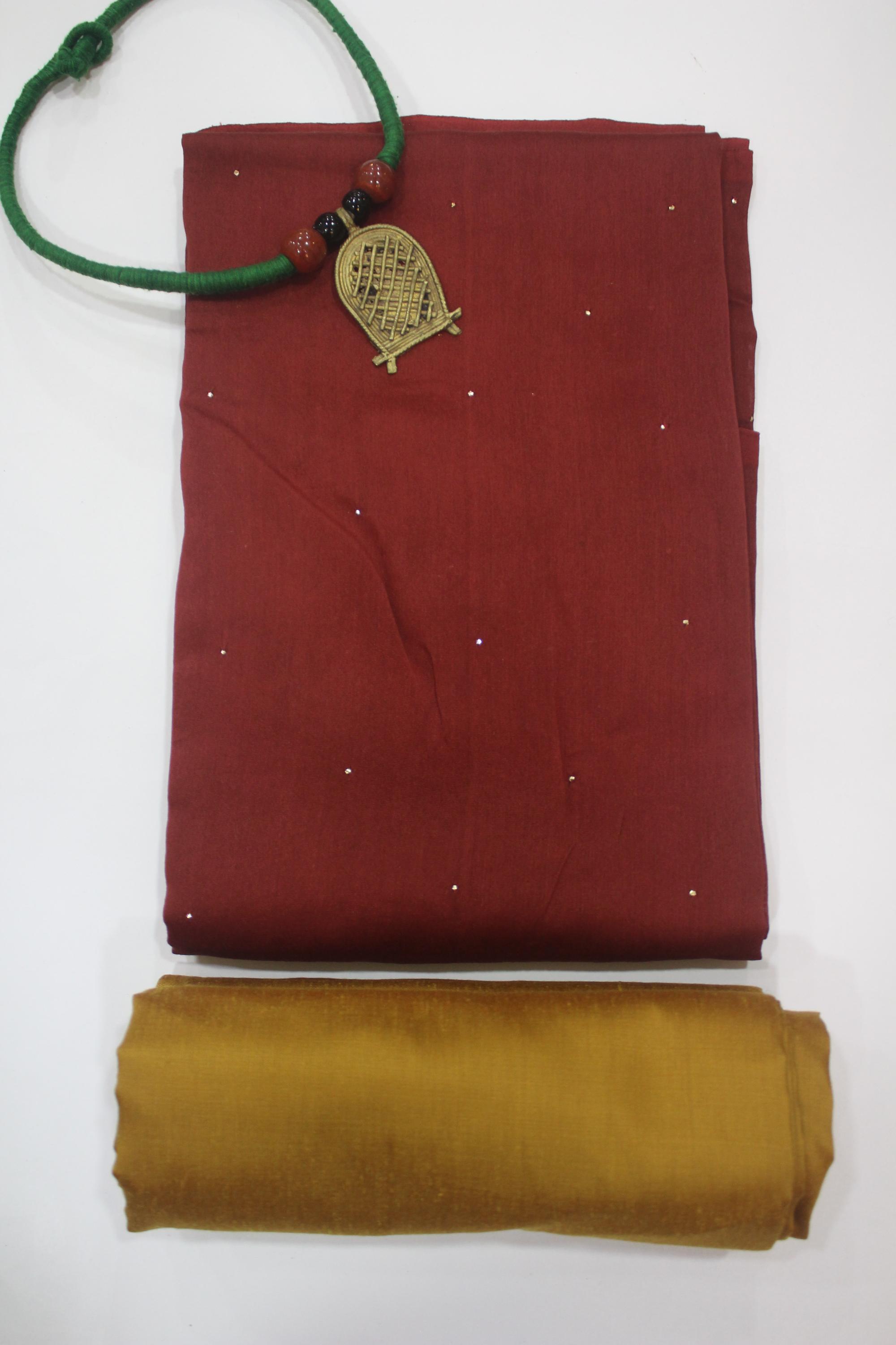Chanderi Silk 3 Piece Unstitched Set -137
