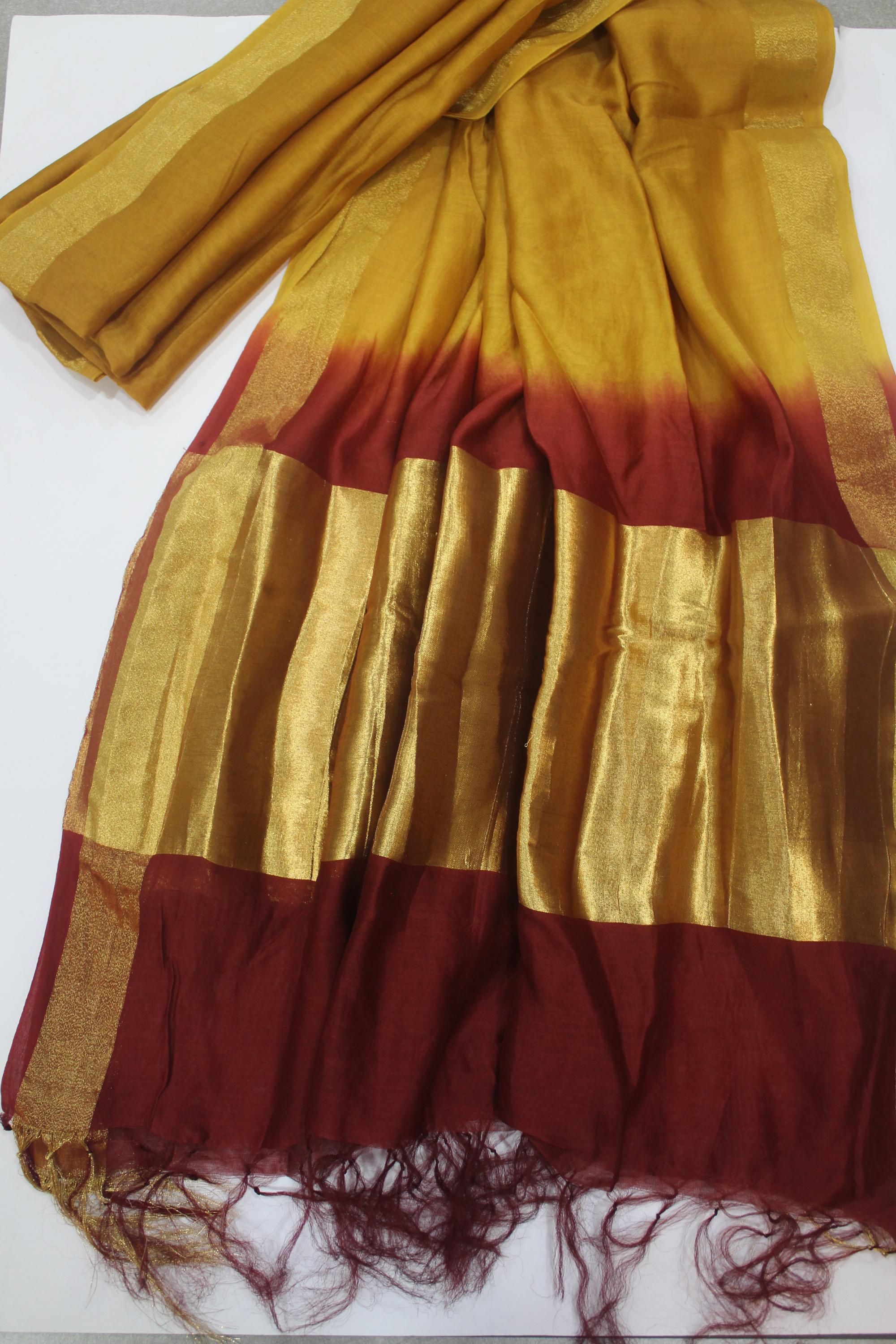 Chanderi Silk 3 Piece Unstitched Set -137