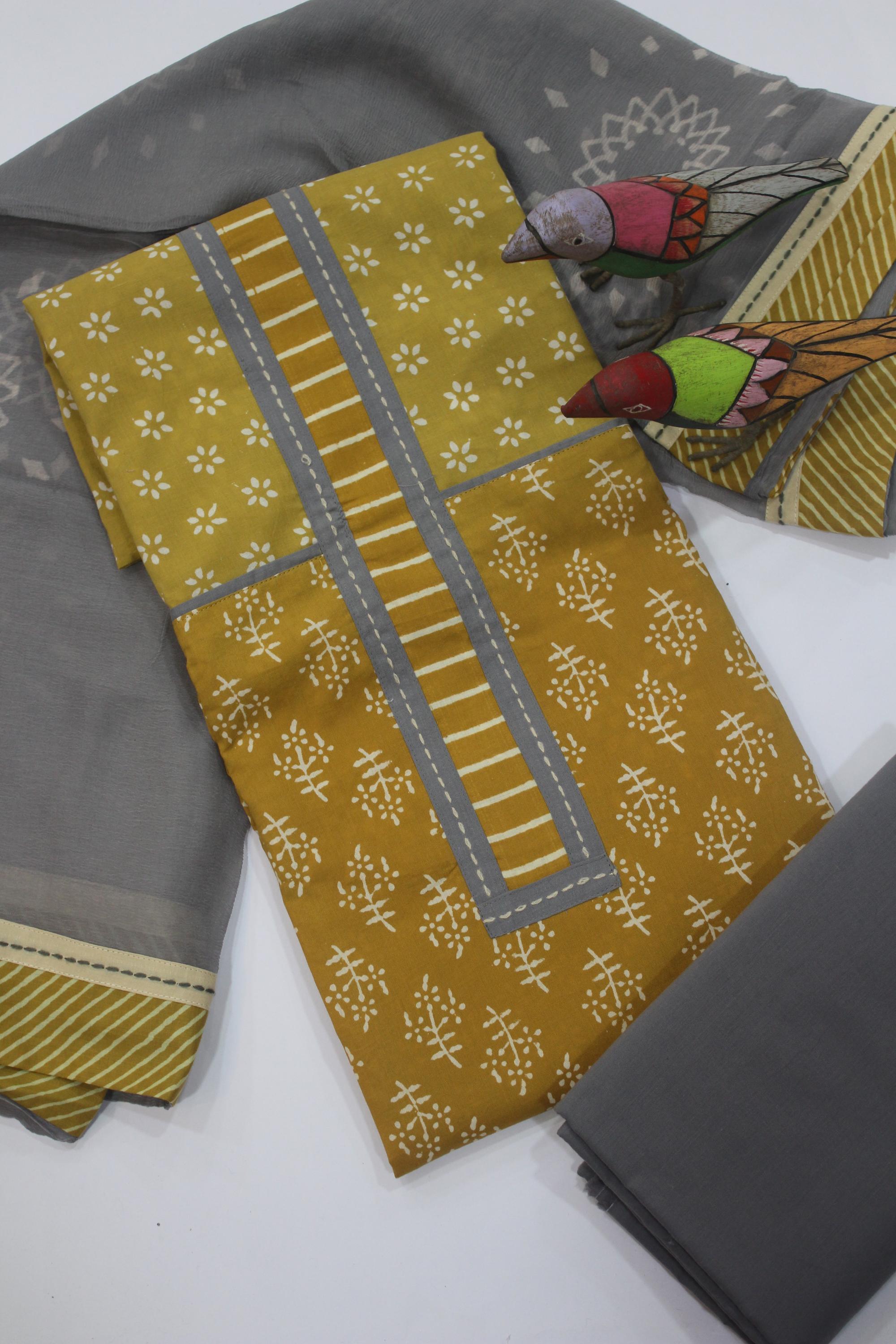 Cotton 3 Piece Unstitched Set -158
