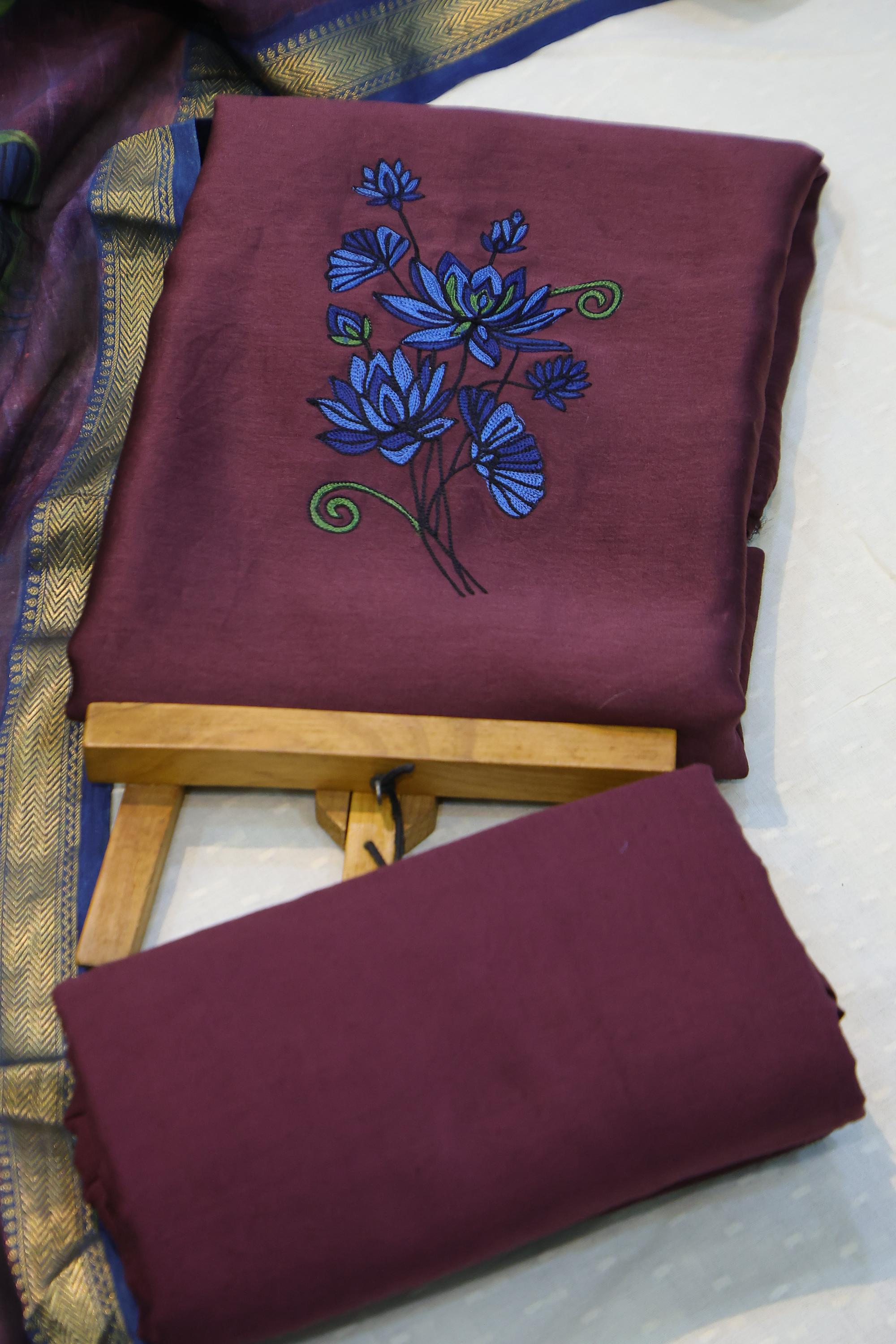 Chanderi 3 Piece Unstitched Set -003