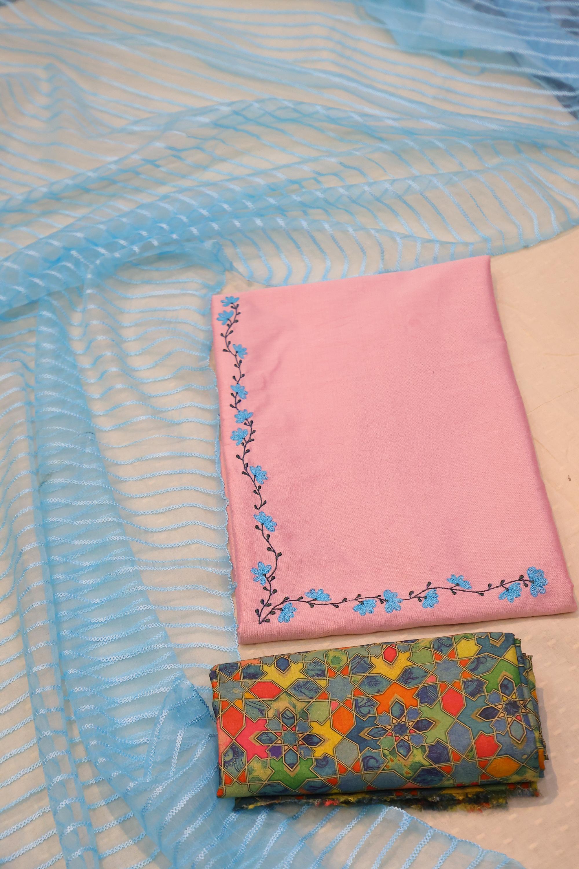 Cotton Silk 3 Piece Unstitched Set -14