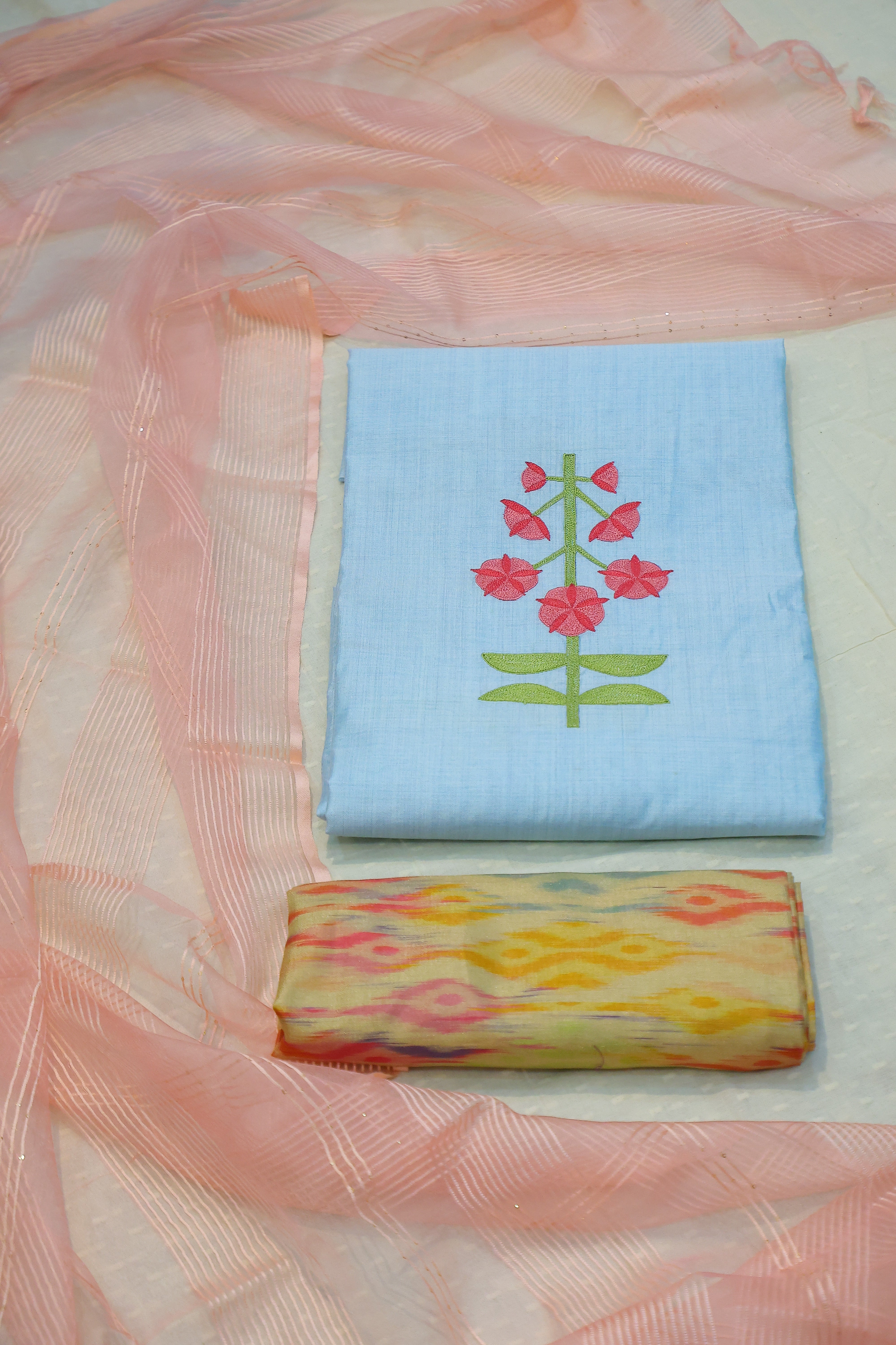 Cotton Silk 3 Piece Unstitched Set -15