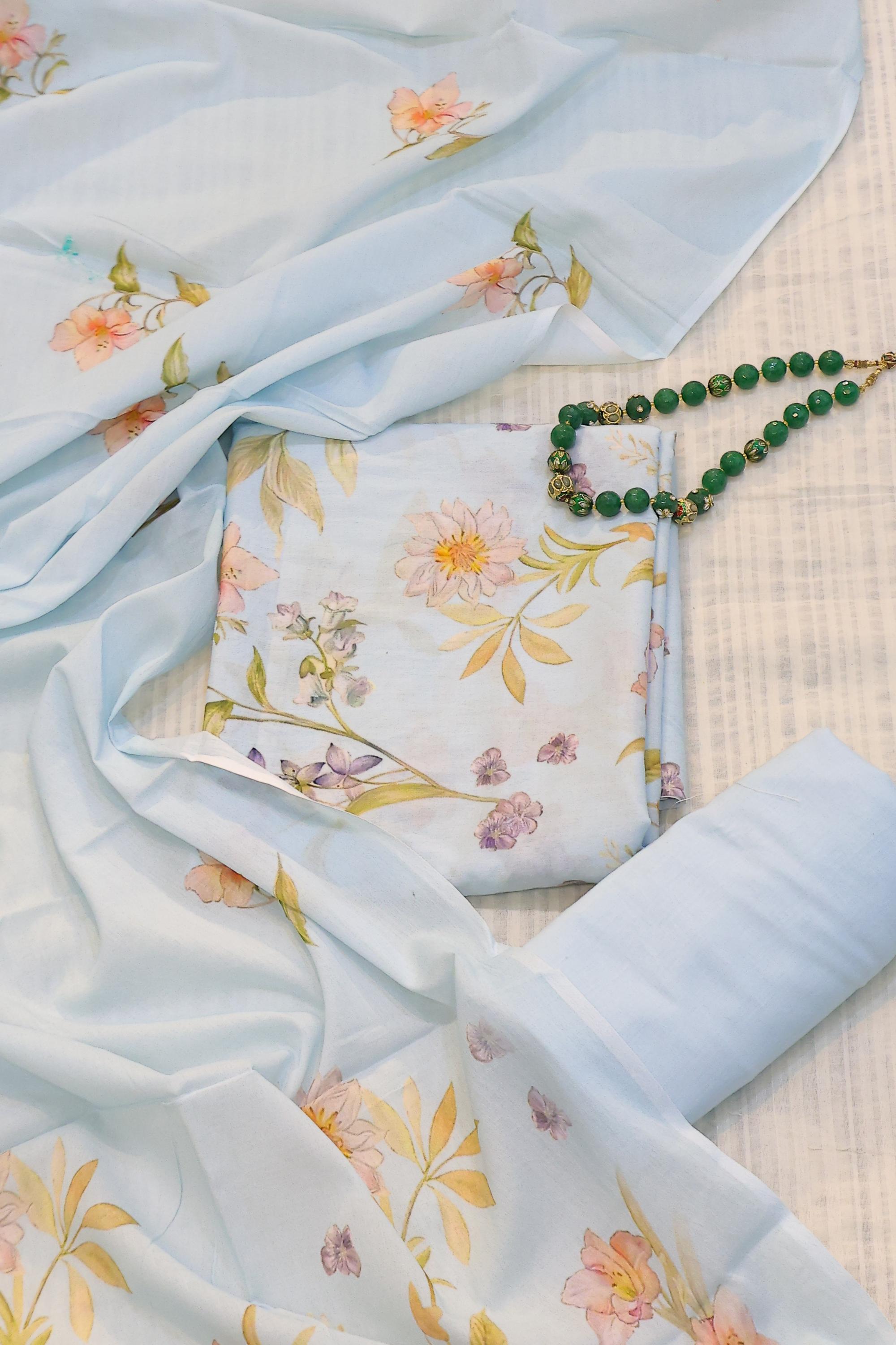 Cotton 3 Piece Unstitched Set -76