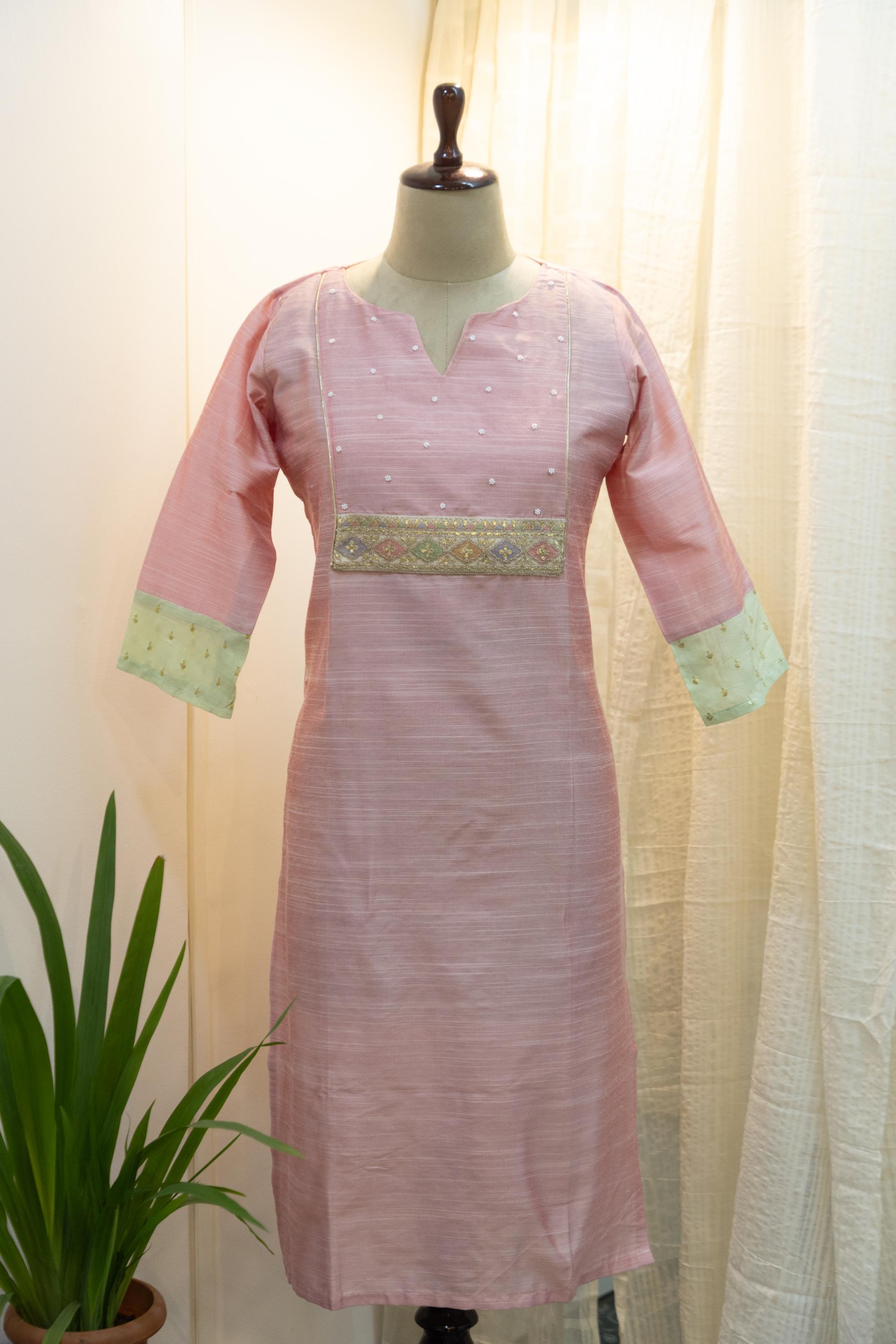 Cotton Silk Ready-to-Wear Kurta - Elegant Ethnic Design GAN-003