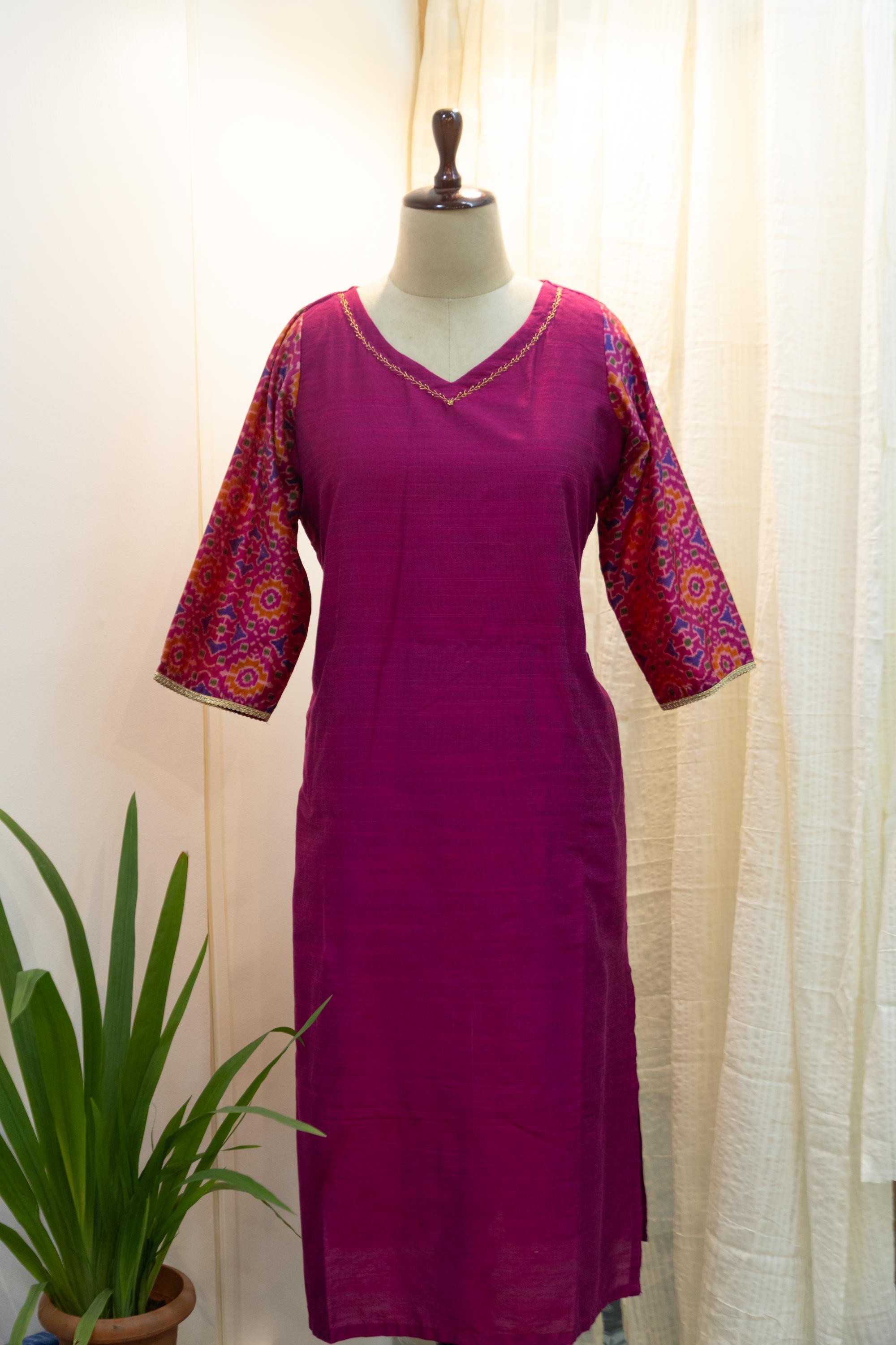 Cotton Silk Ready-to-Wear Kurta - Elegant Ethnic Design GAN-007