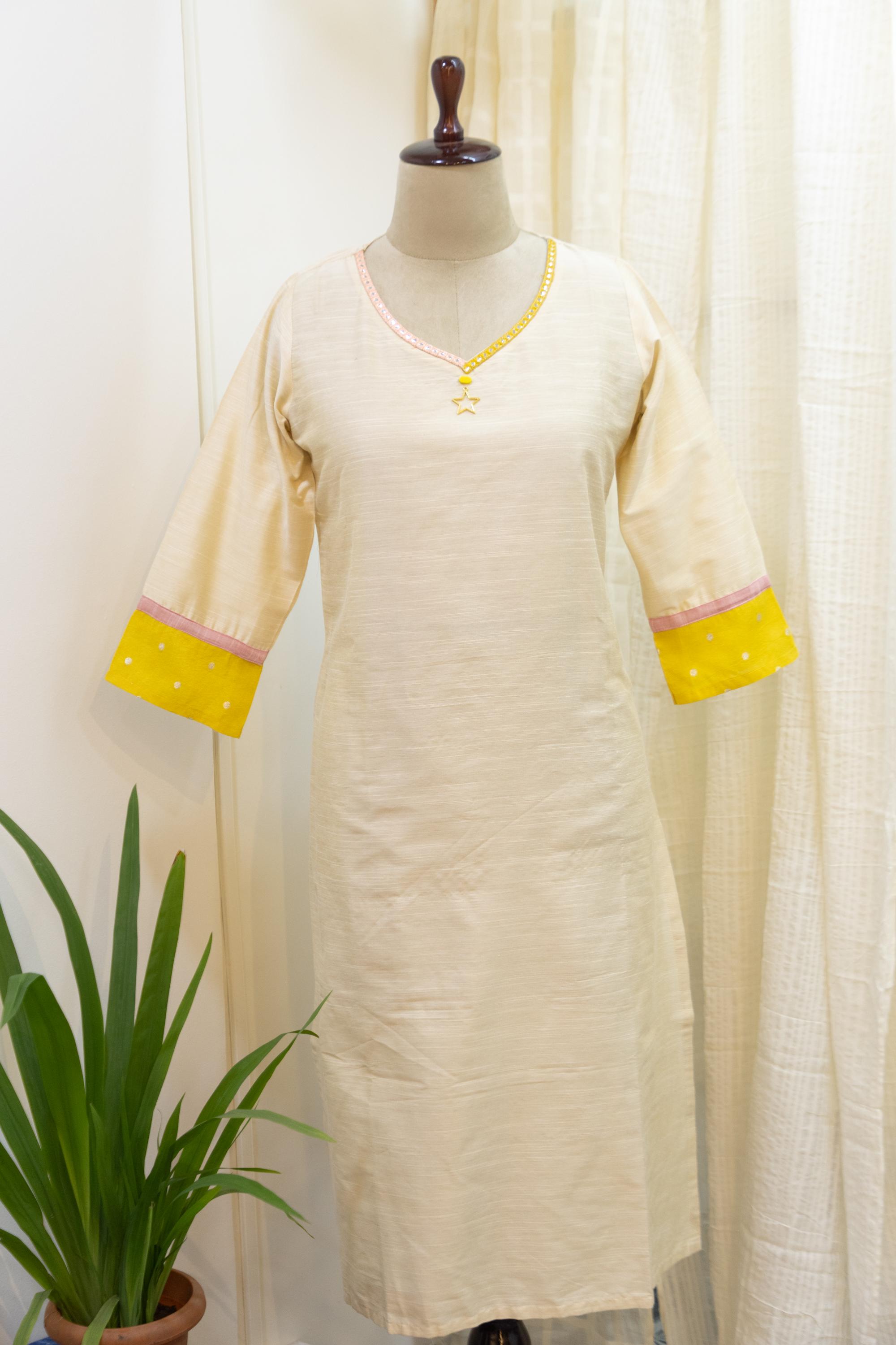 Cotton Silk Ready-to-Wear Kurta - Elegant Ethnic Design GAN-008