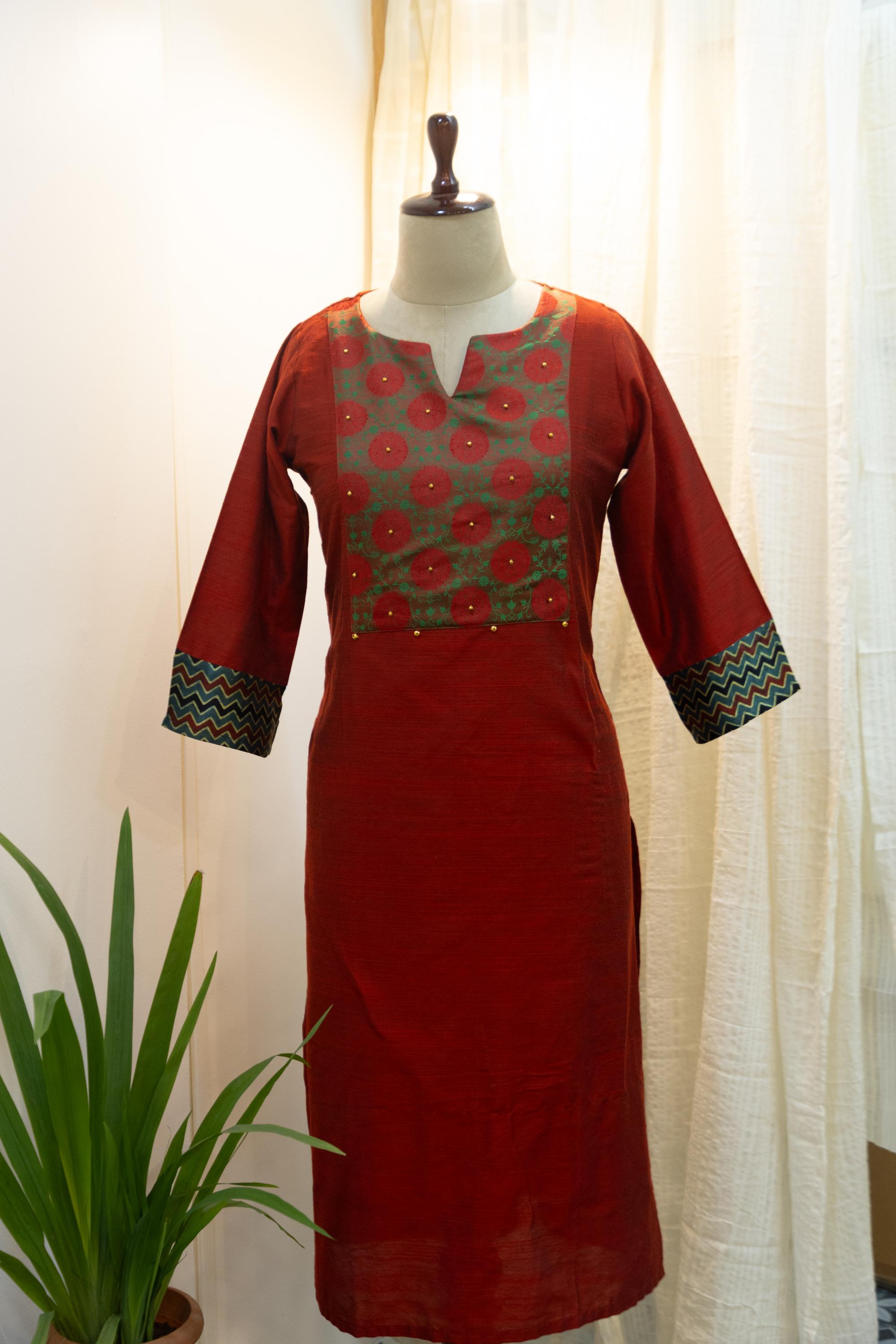 Cotton Silk Ready-to-Wear Kurta - Elegant Ethnic Design GAN-002