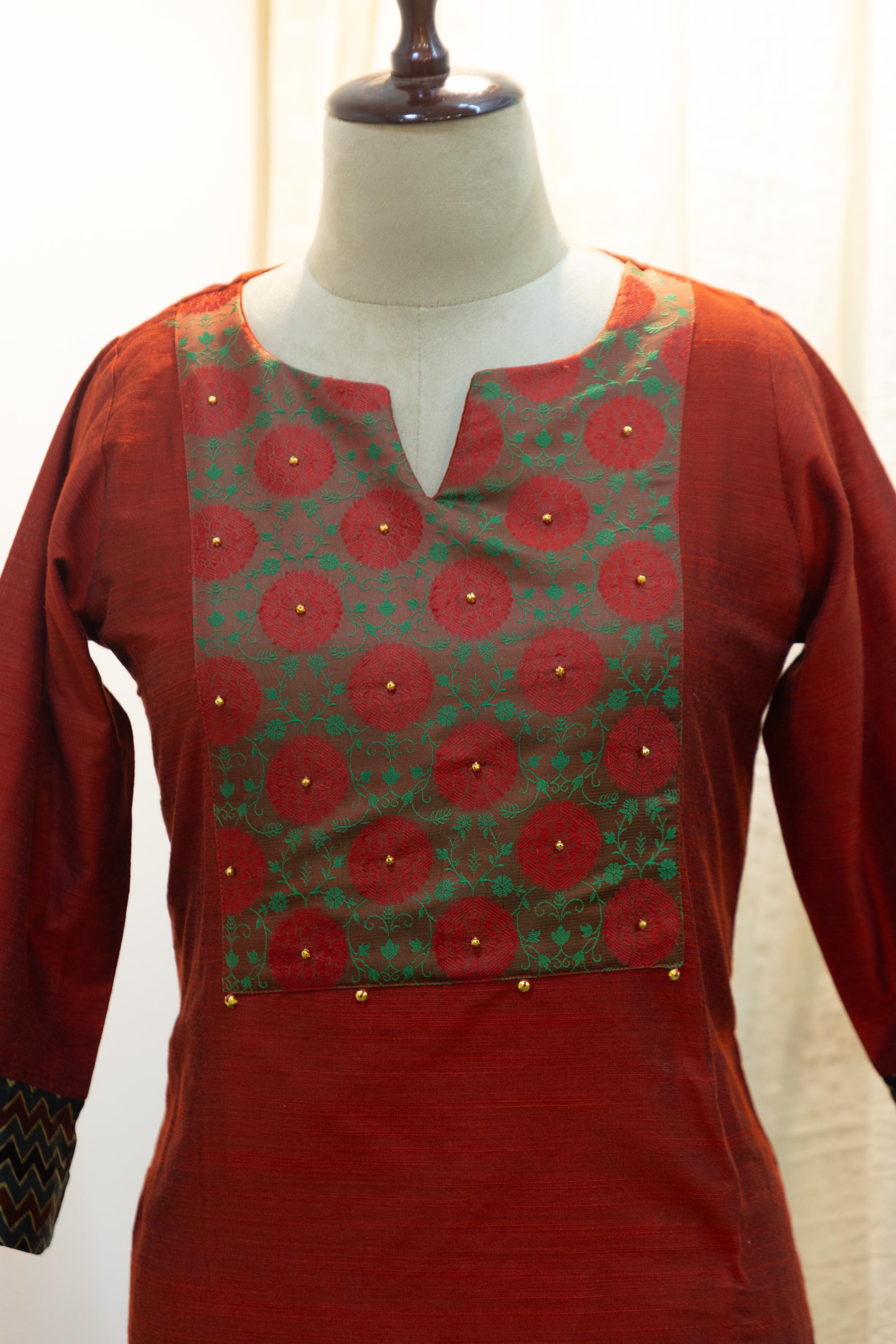Cotton Silk Ready-to-Wear Kurta - Elegant Ethnic Design GAN-002
