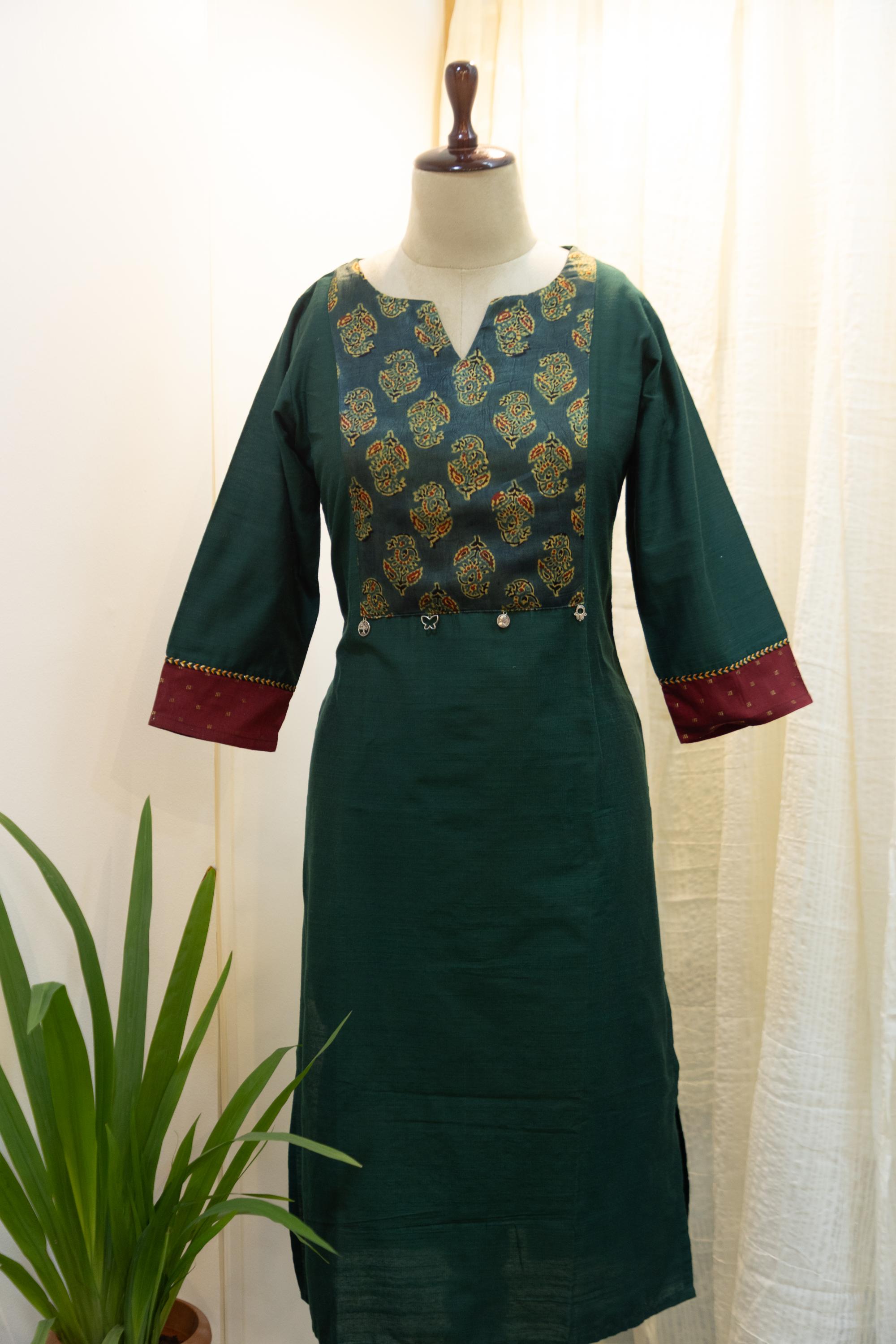Cotton Silk Ready-to-Wear Kurta - Elegant Ethnic Design GAN-013
