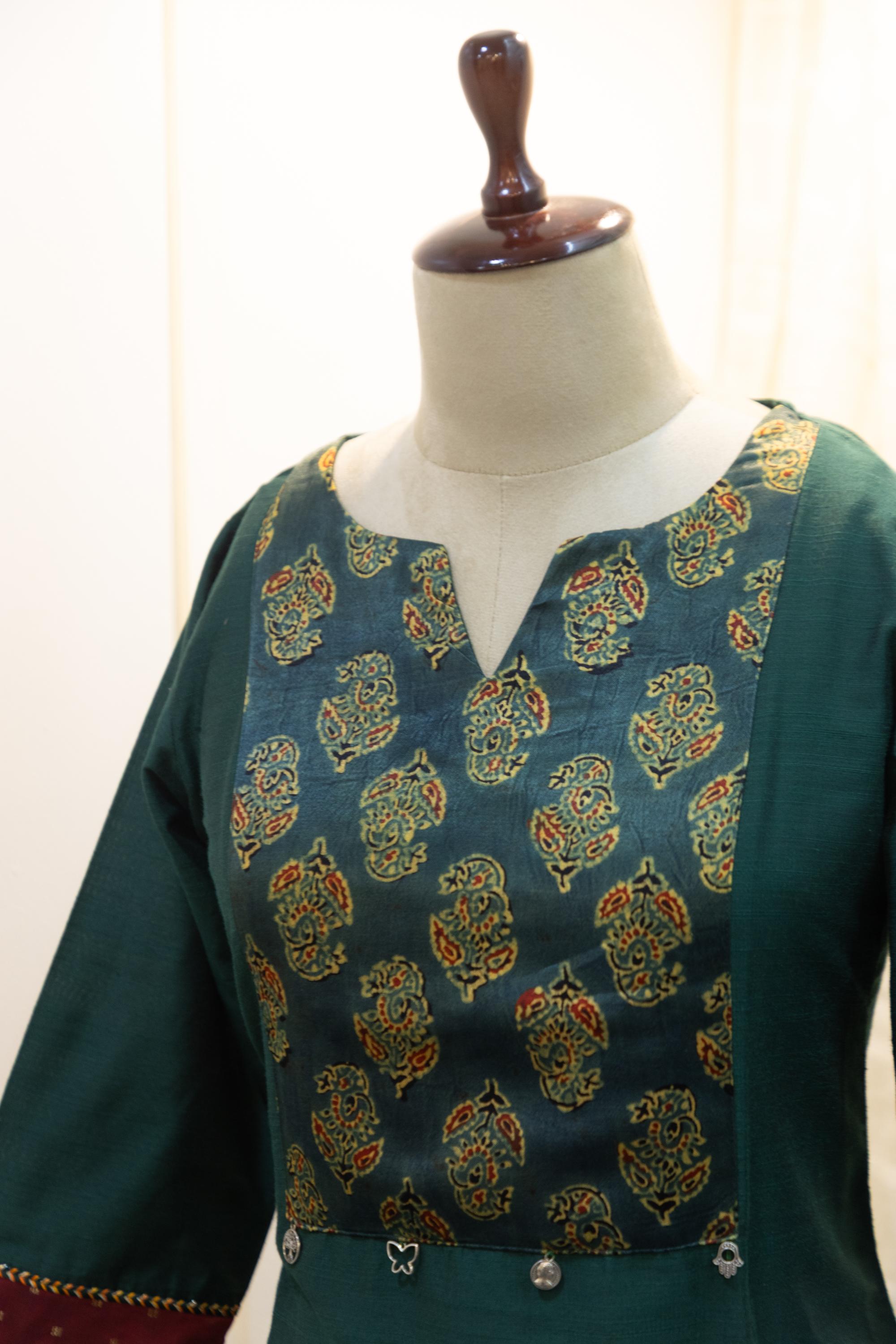 Cotton Silk Ready-to-Wear Kurta - Elegant Ethnic Design GAN-013