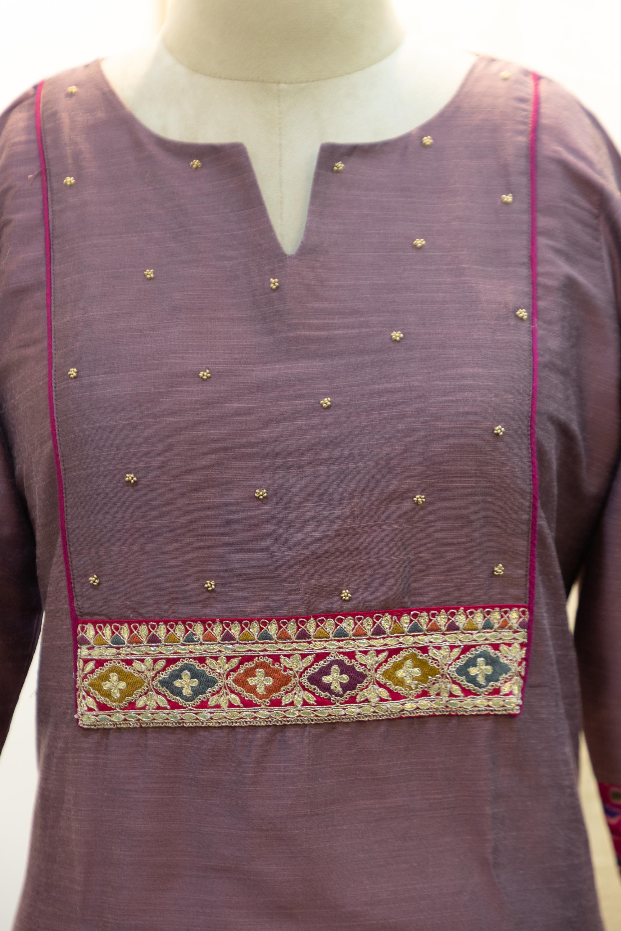 Cotton Silk Ready-to-Wear Kurta - Elegant Ethnic Design GAN-004