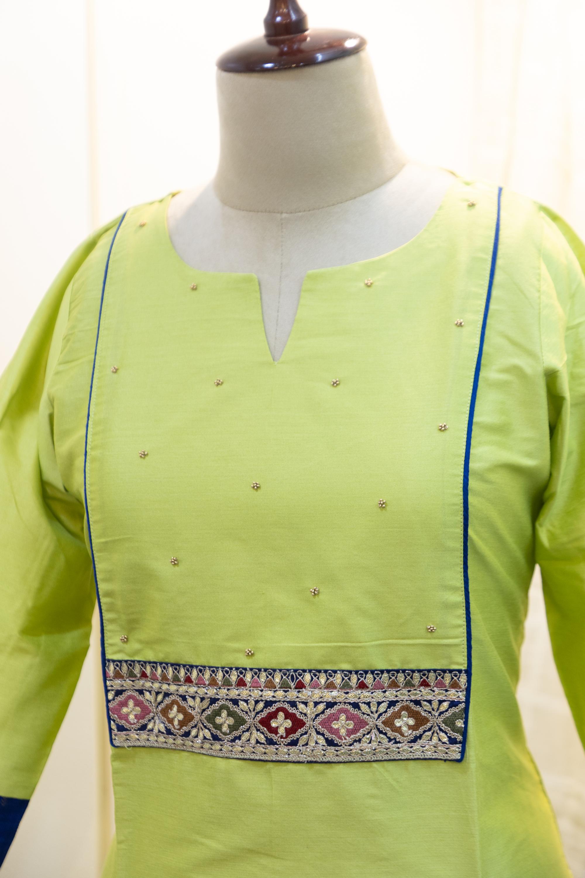Cotton Silk Ready-to-Wear Kurta - Elegant Ethnic Design GAN-005