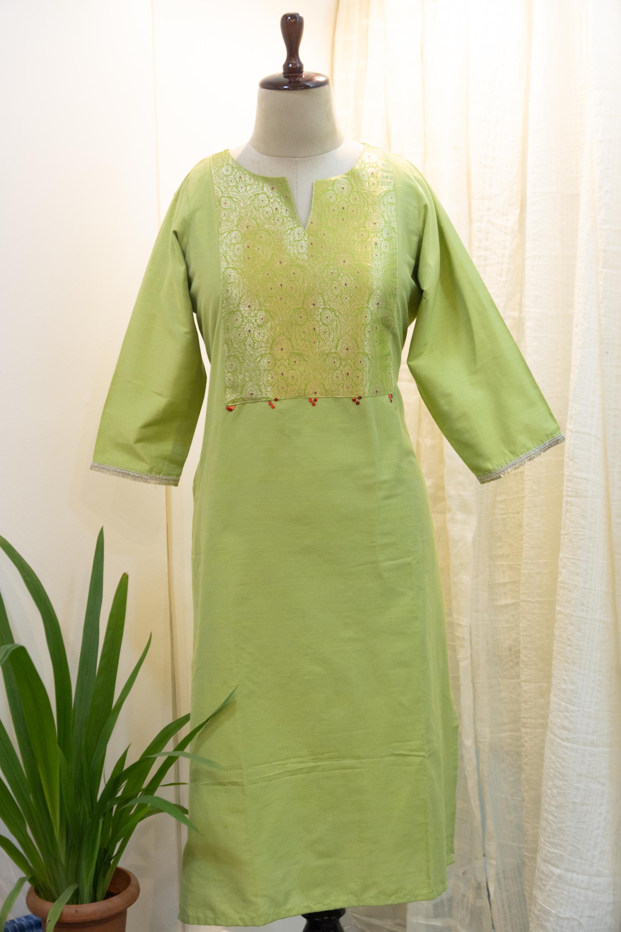 Cotton Silk Ready-to-Wear Kurta - Elegant Ethnic Design GAN-014