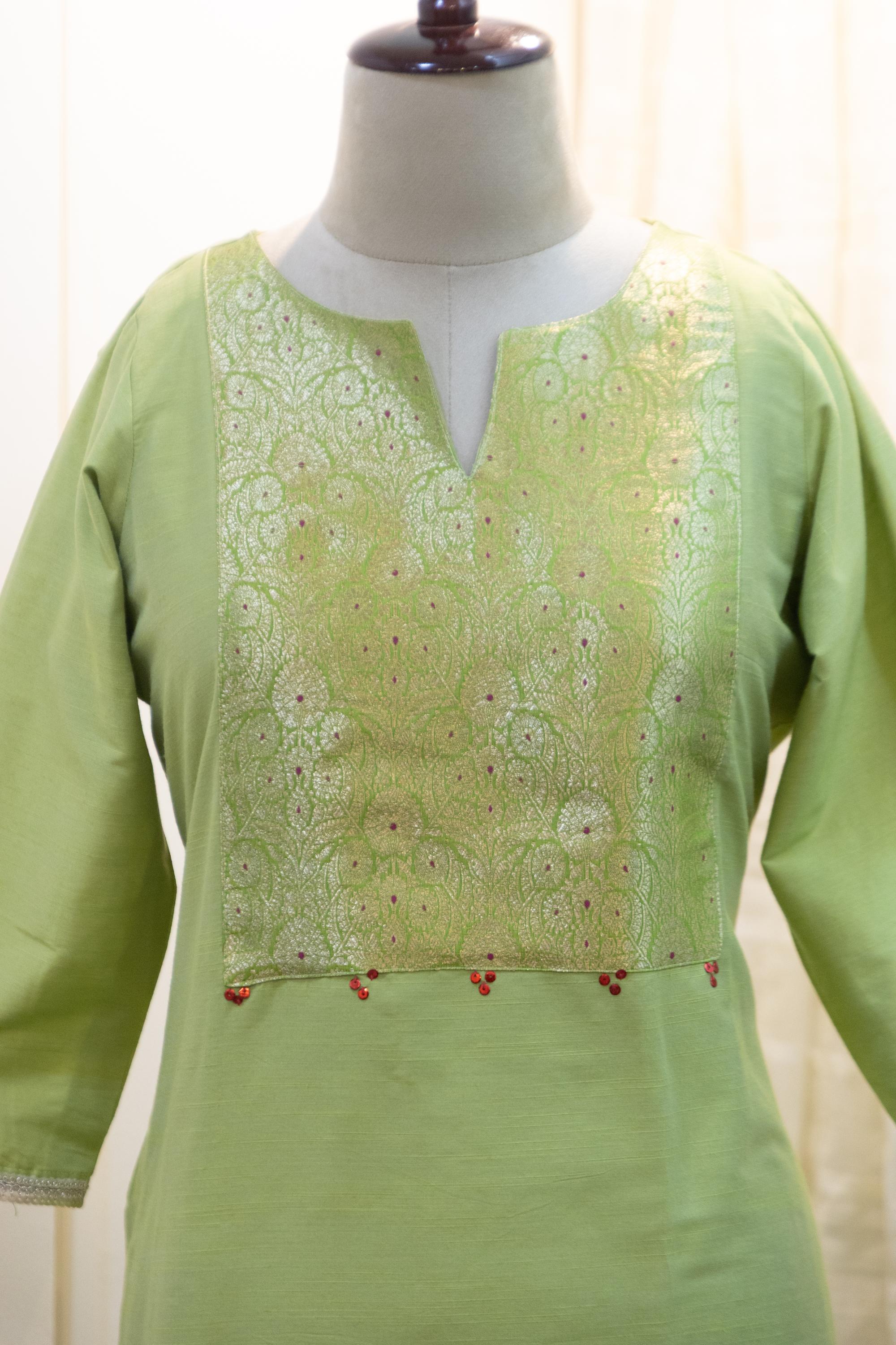 Cotton Silk Ready-to-Wear Kurta - Elegant Ethnic Design GAN-014