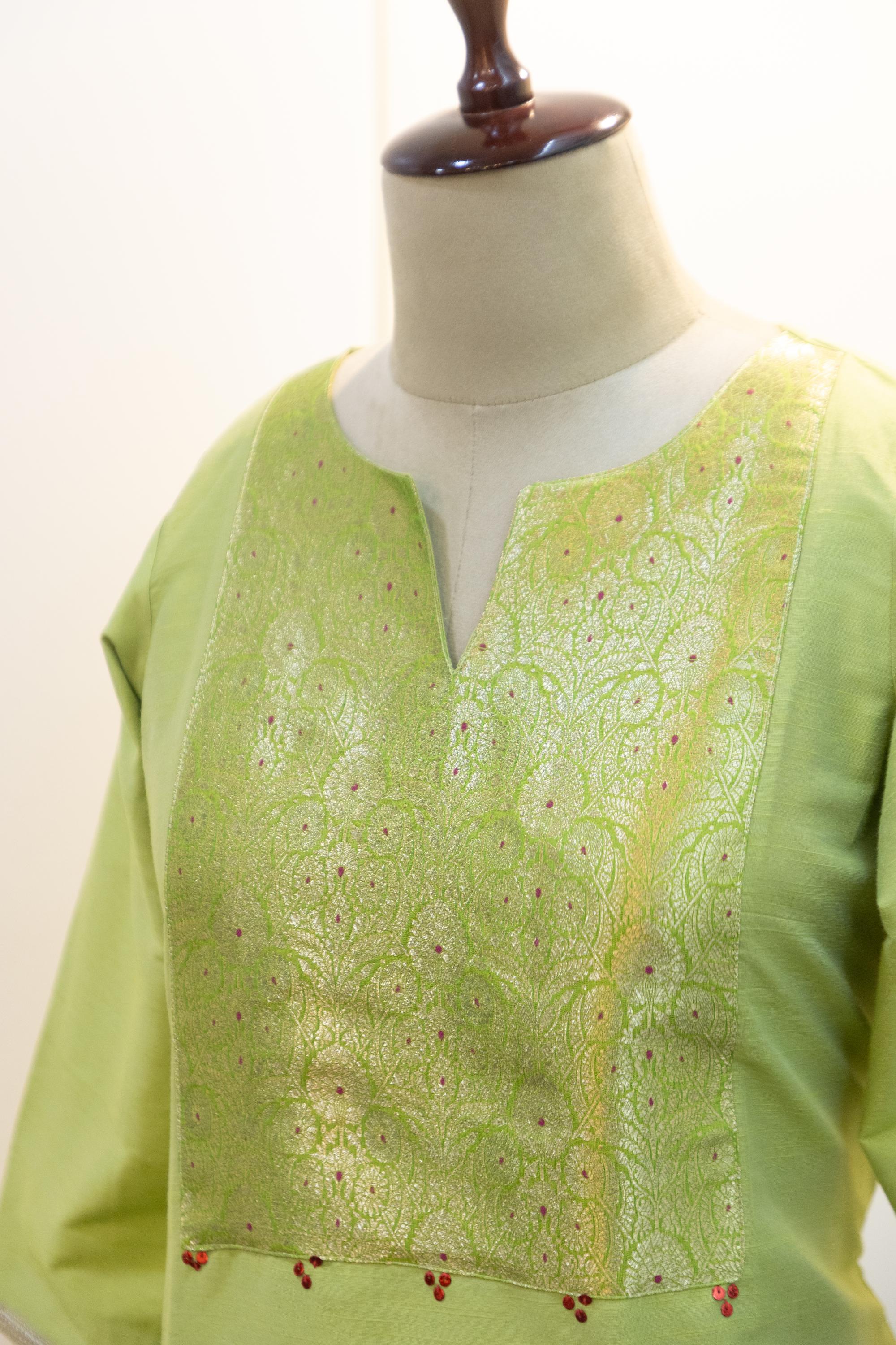 Cotton Silk Ready-to-Wear Kurta - Elegant Ethnic Design GAN-014