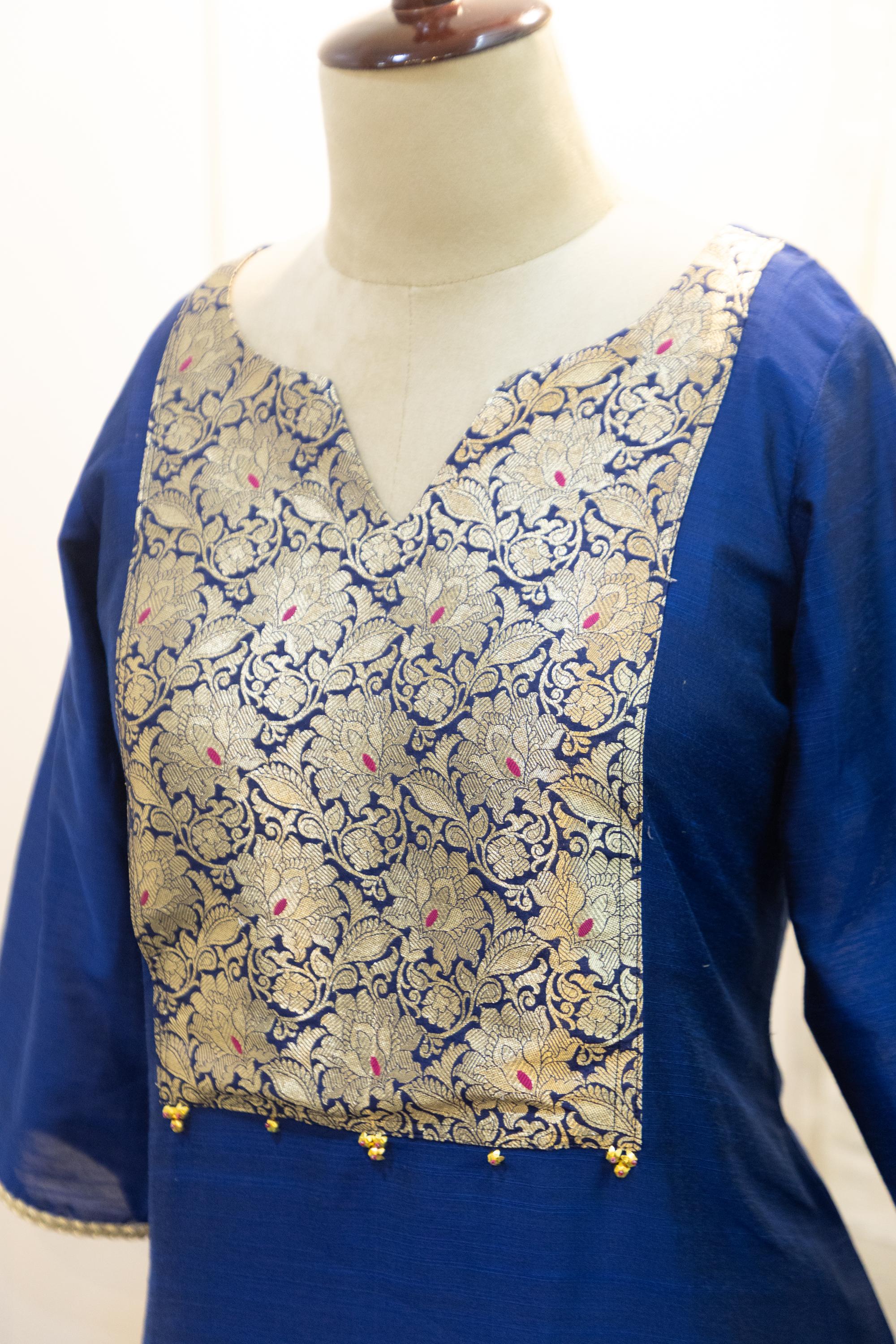 Cotton Silk Ready-to-Wear Kurta - Elegant Ethnic Design GAN-015