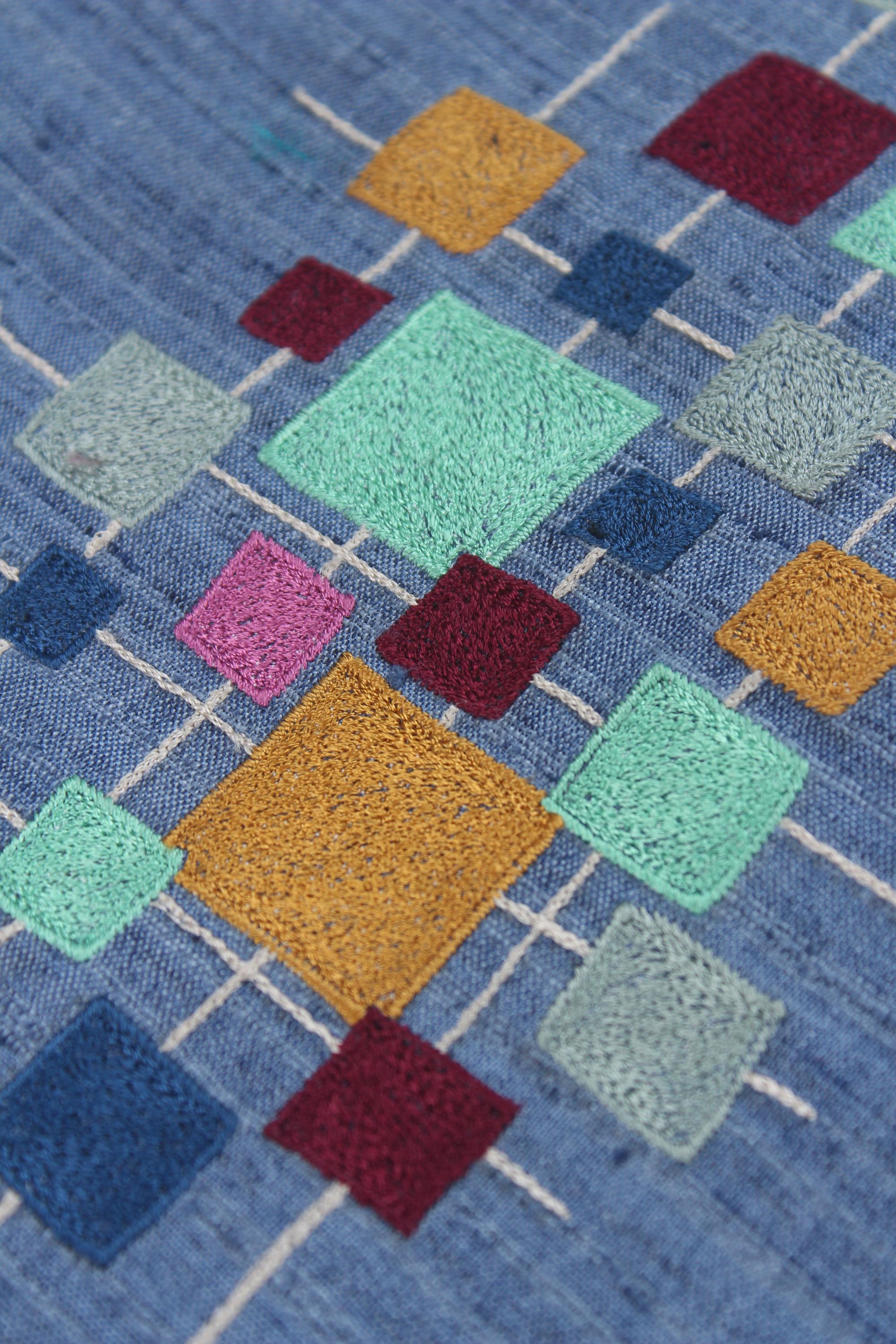 Embroidered fabric set of 2