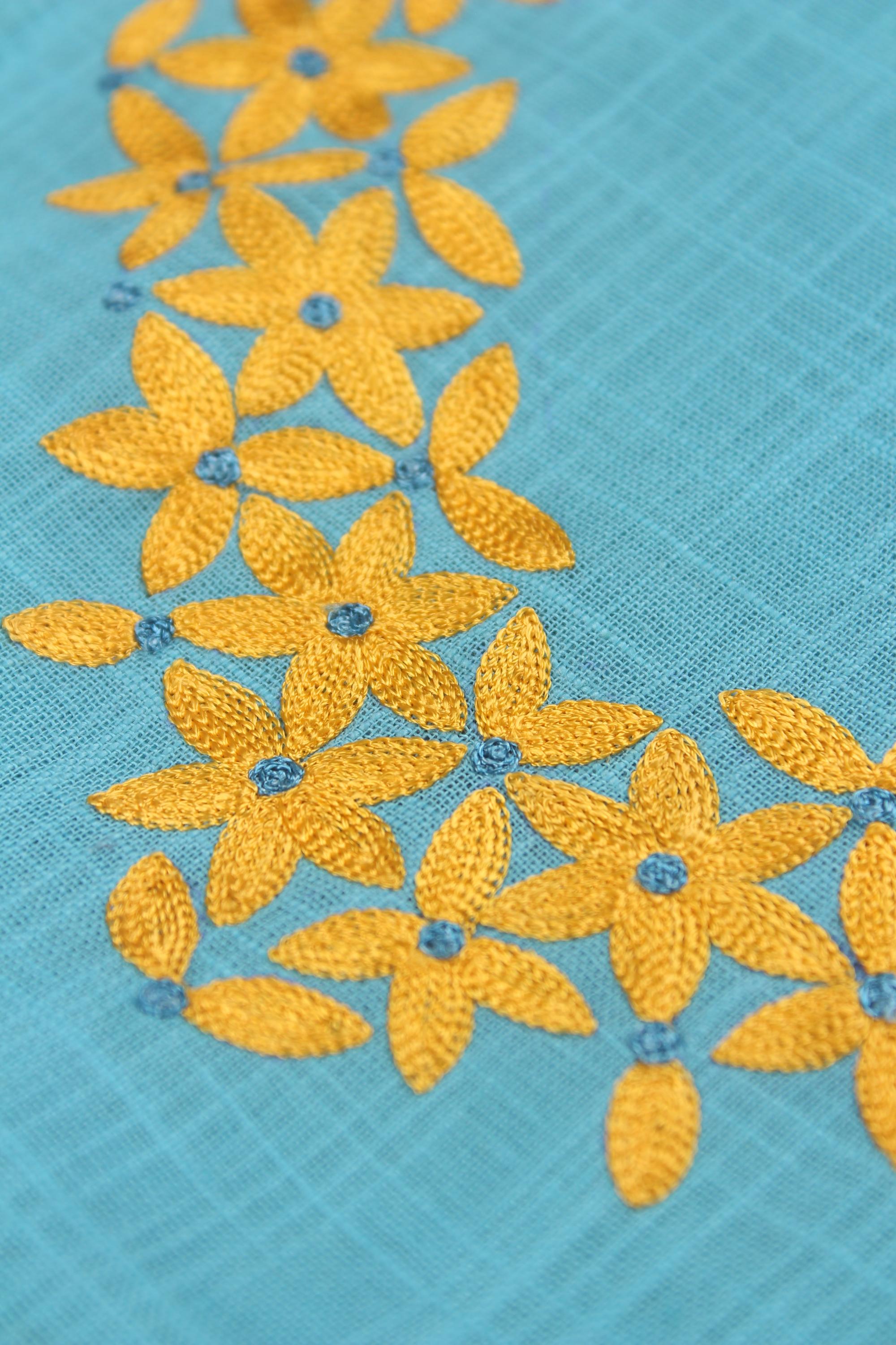 Embroidered fabric set of 2