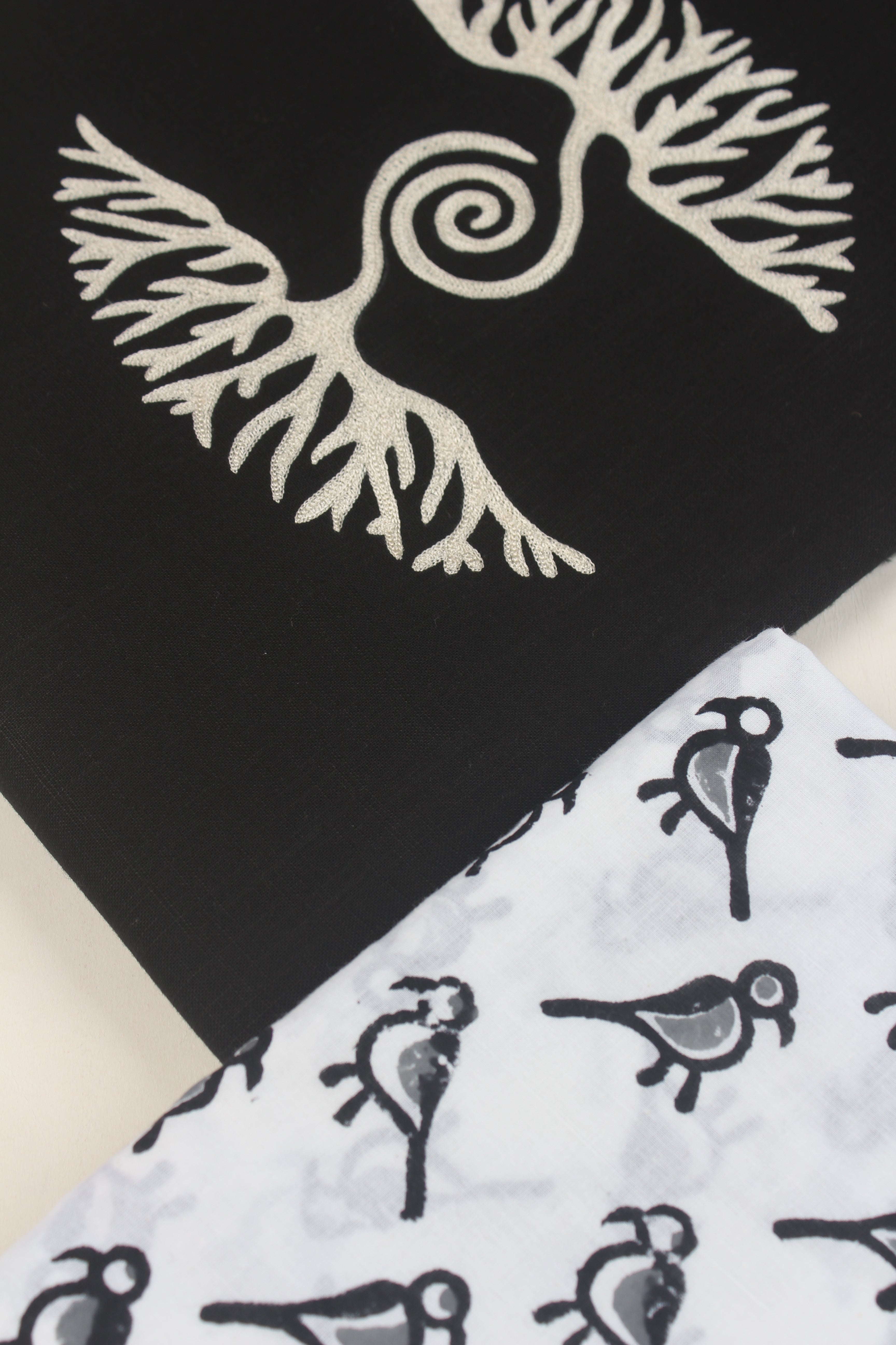 Embroidered fabric set of 2