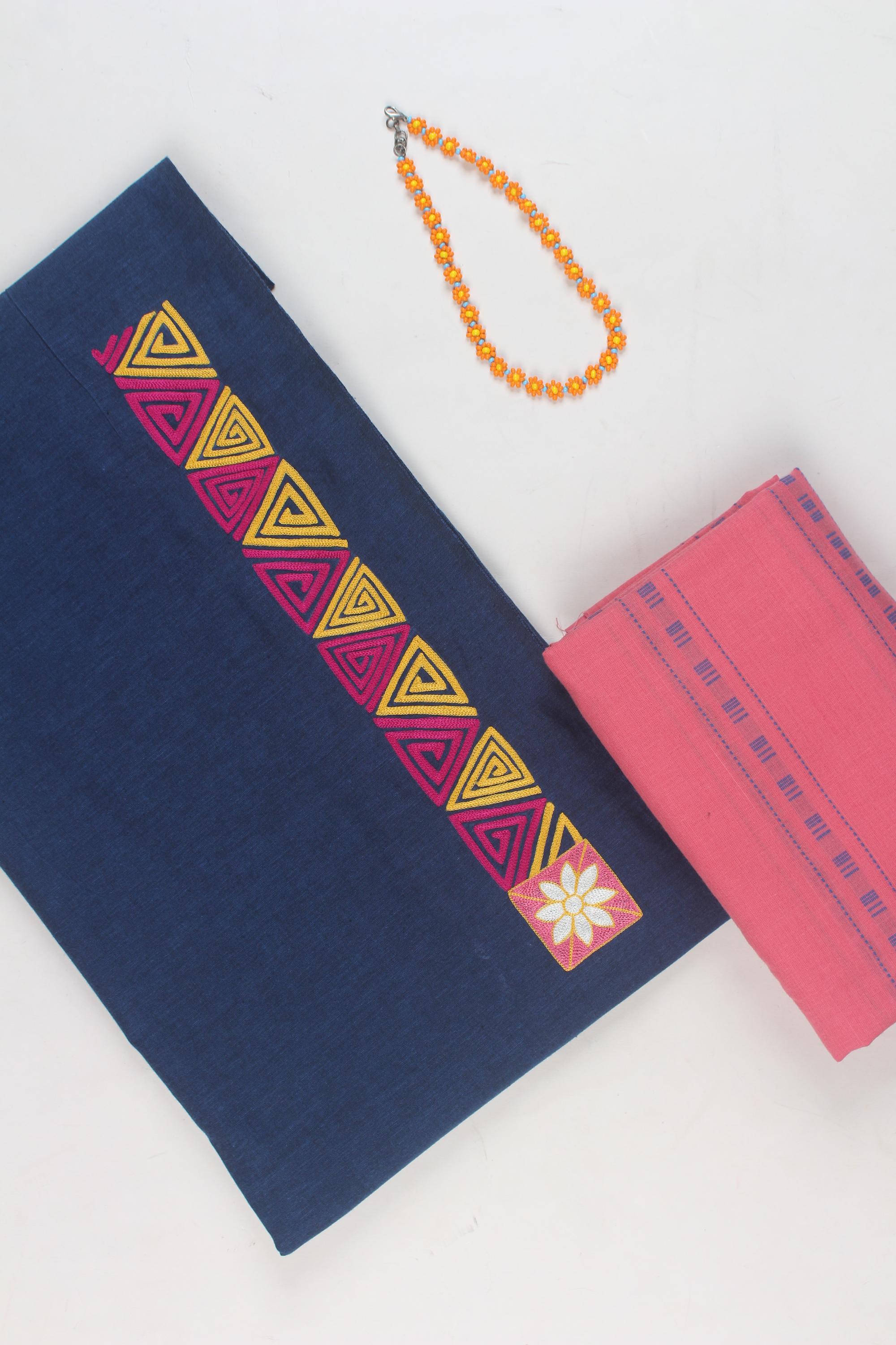Embroidered fabric set of 2