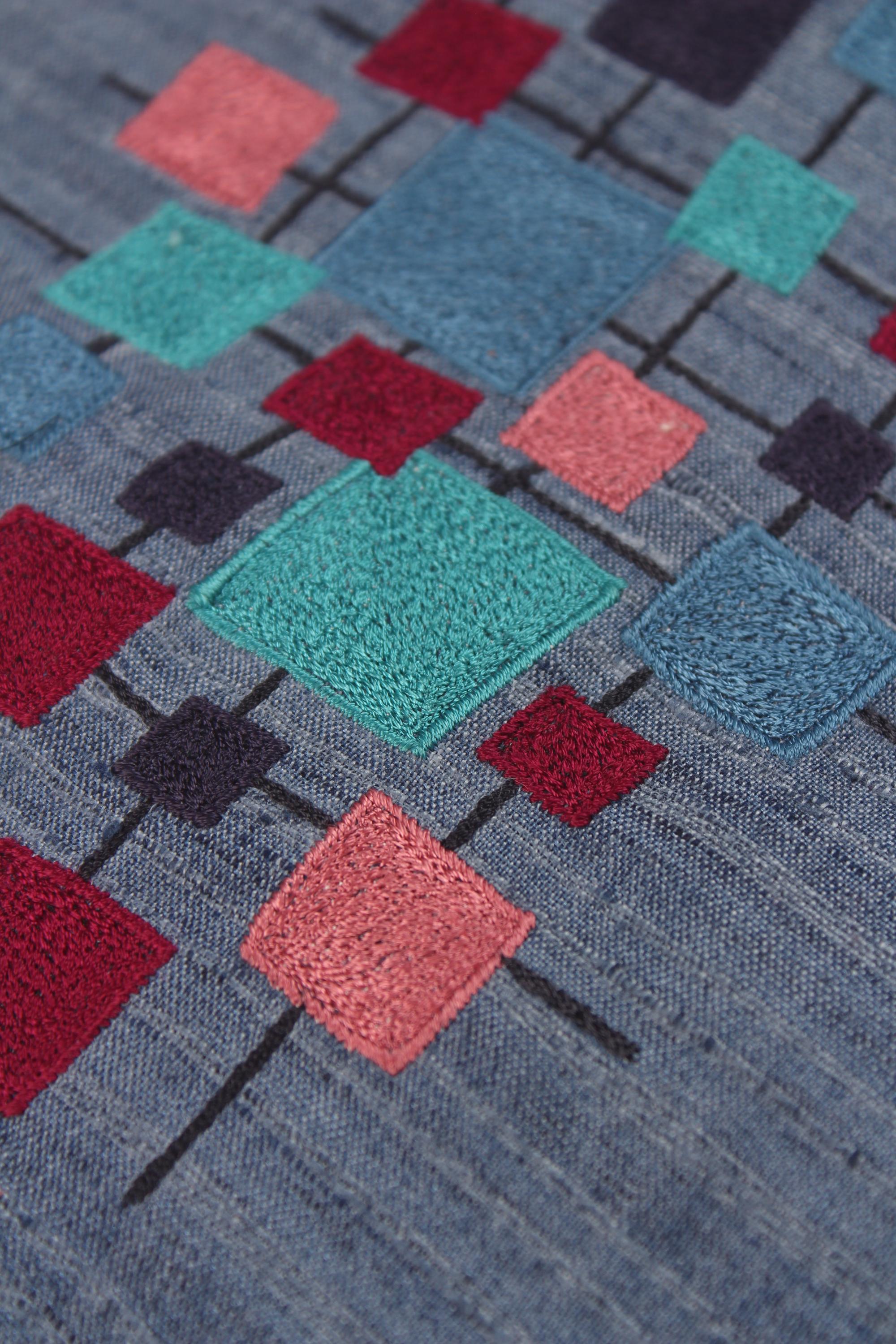 Embroidered fabric set of 2