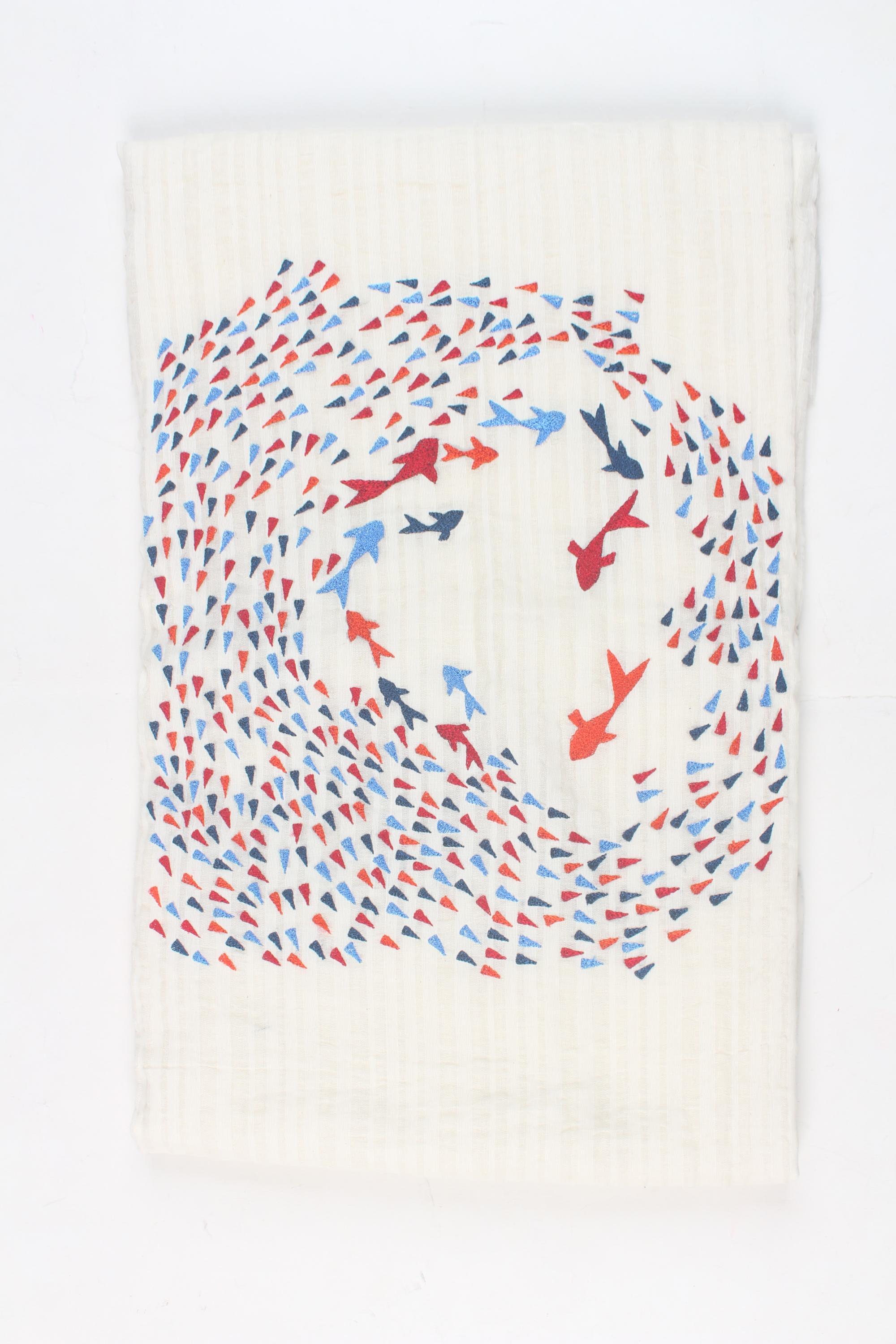 Embroidered fabric set of 2
