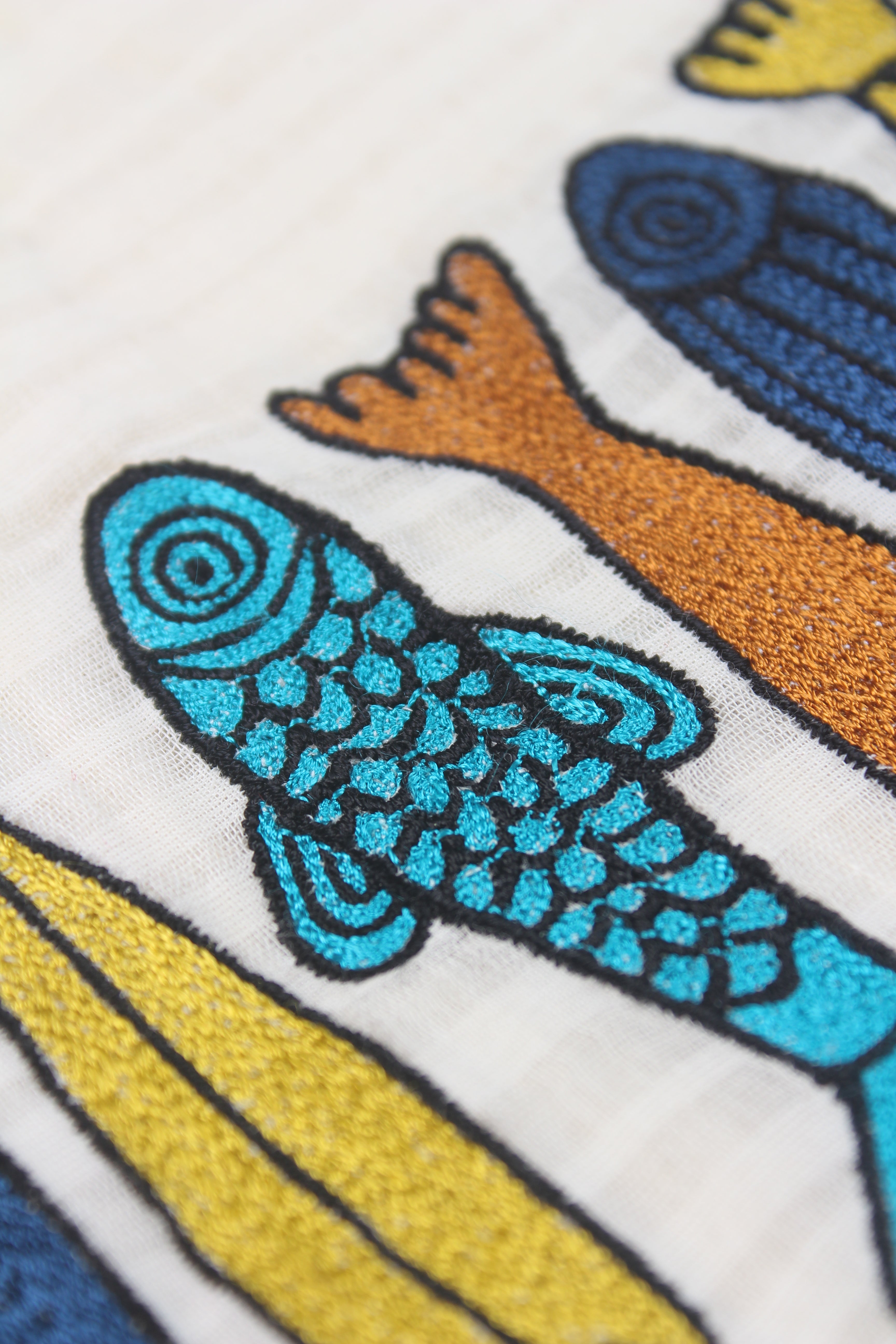 Embroidered fabric set of 2