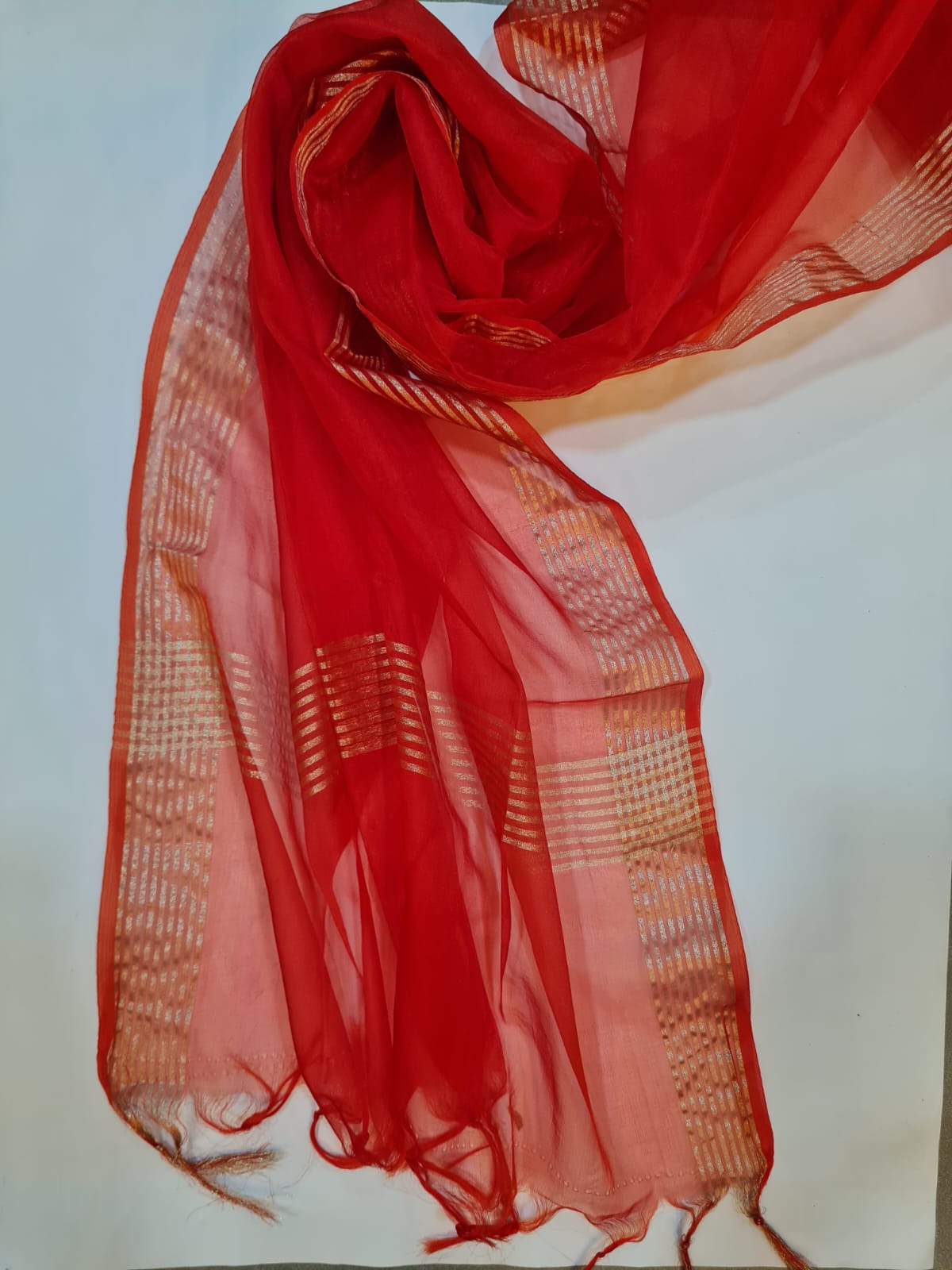 Slub Silk With Net Dupatta Set-23