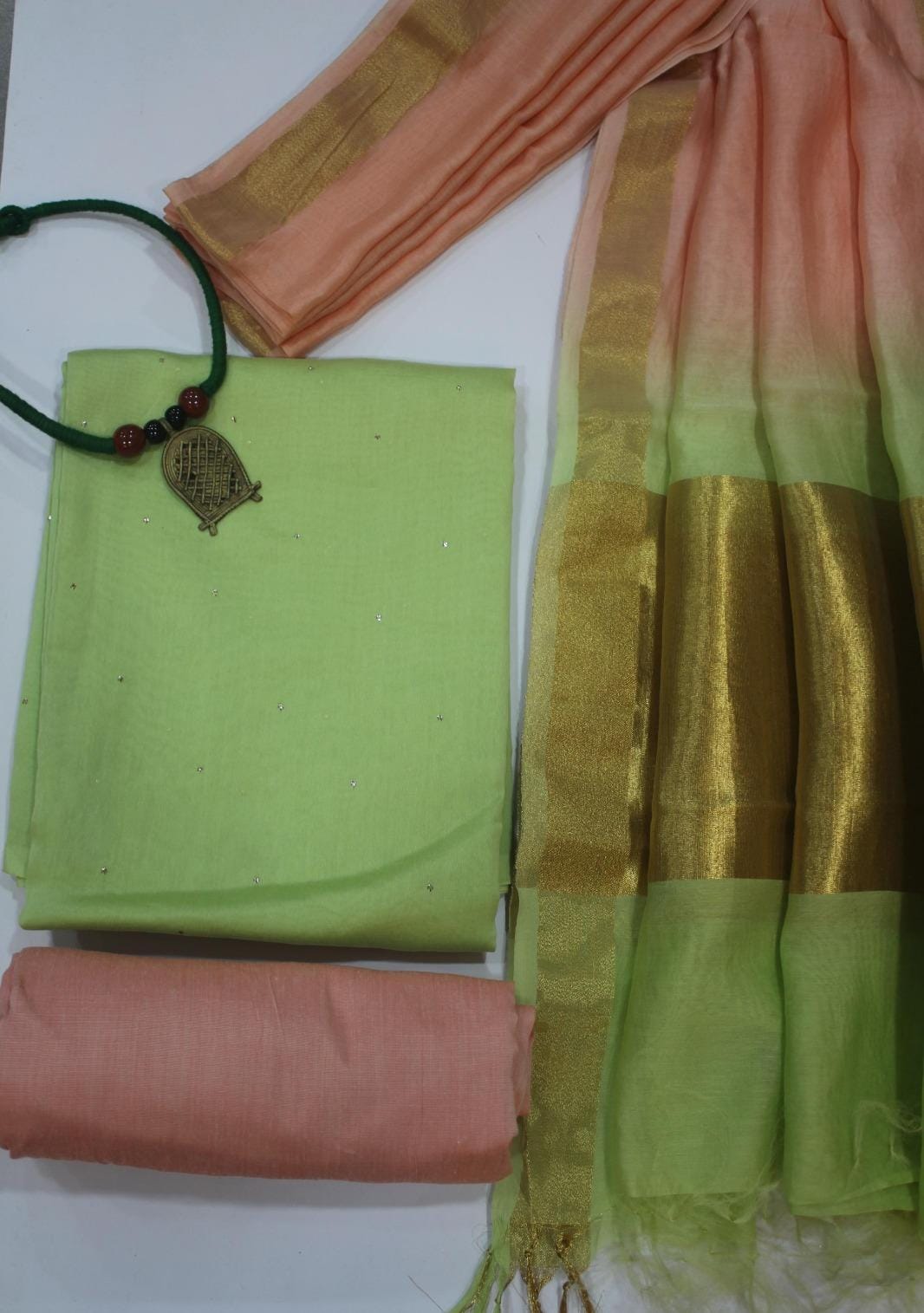 Chanderi Silk 3 Piece Unstitched Set -135 (Copy)