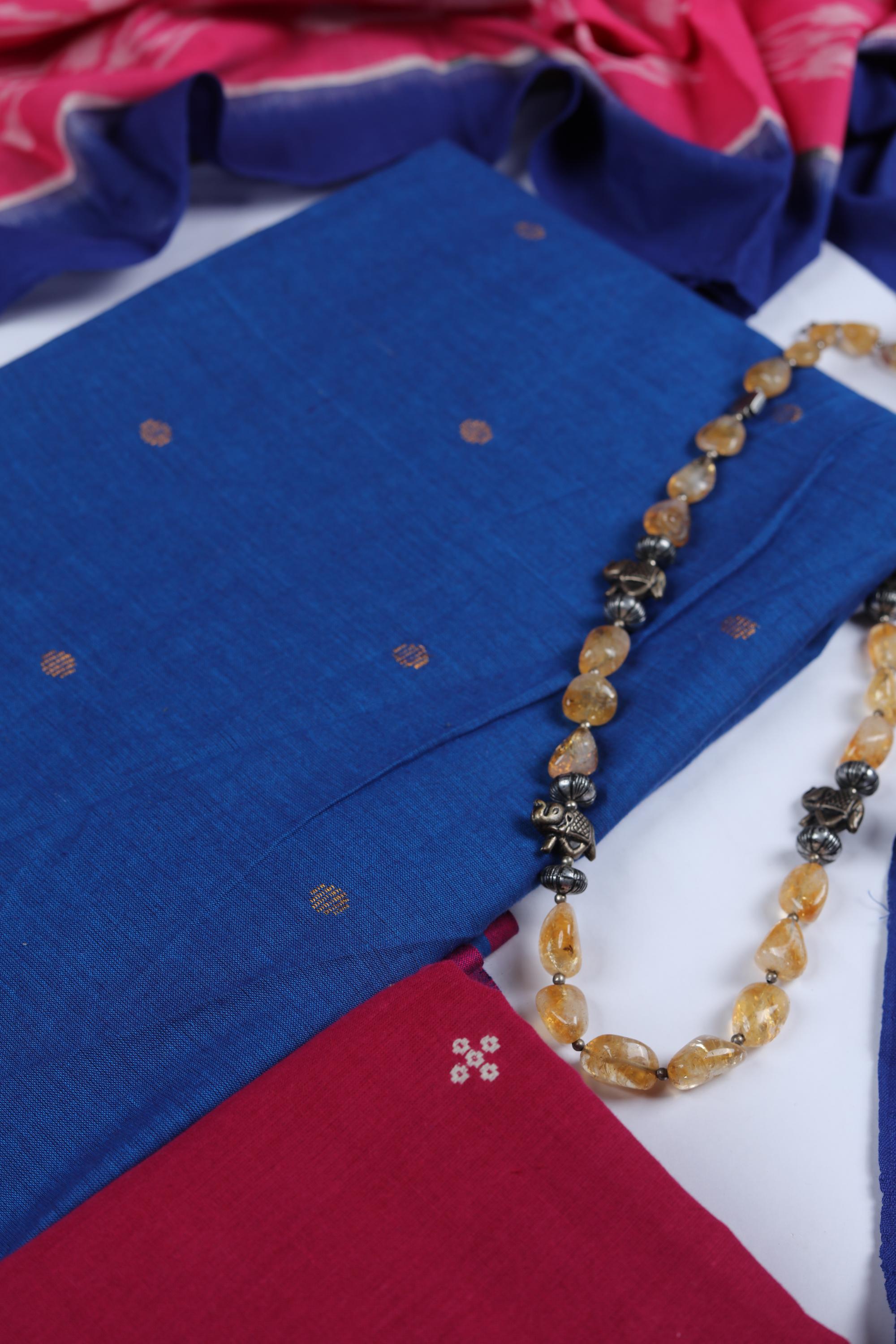 Handloom Cotton 3 Piece Unstitched Set - Traditional Wear