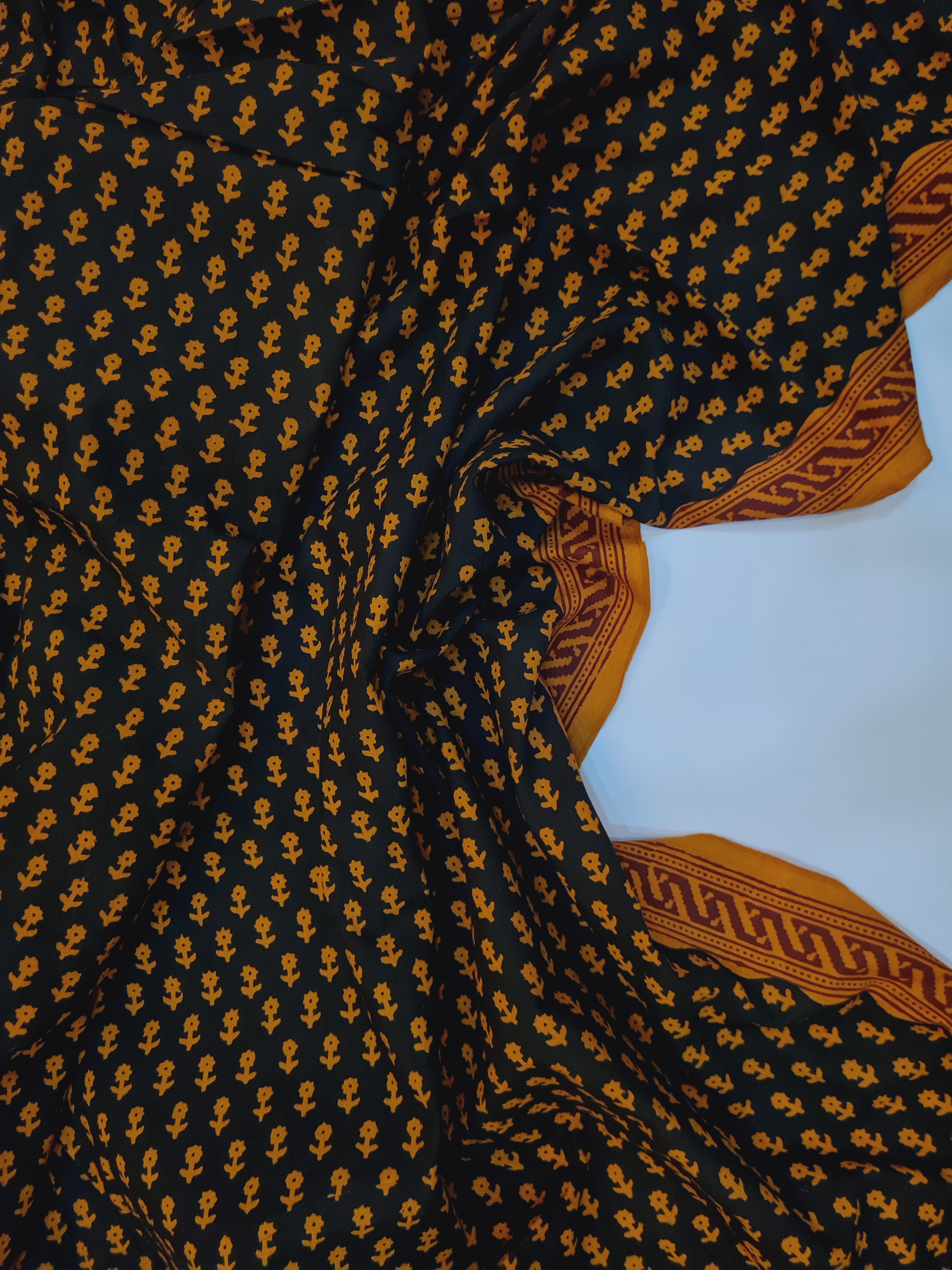 Block Printed Cotton Unstitched Kurta Fabric - Traditional Ethnic Wear
