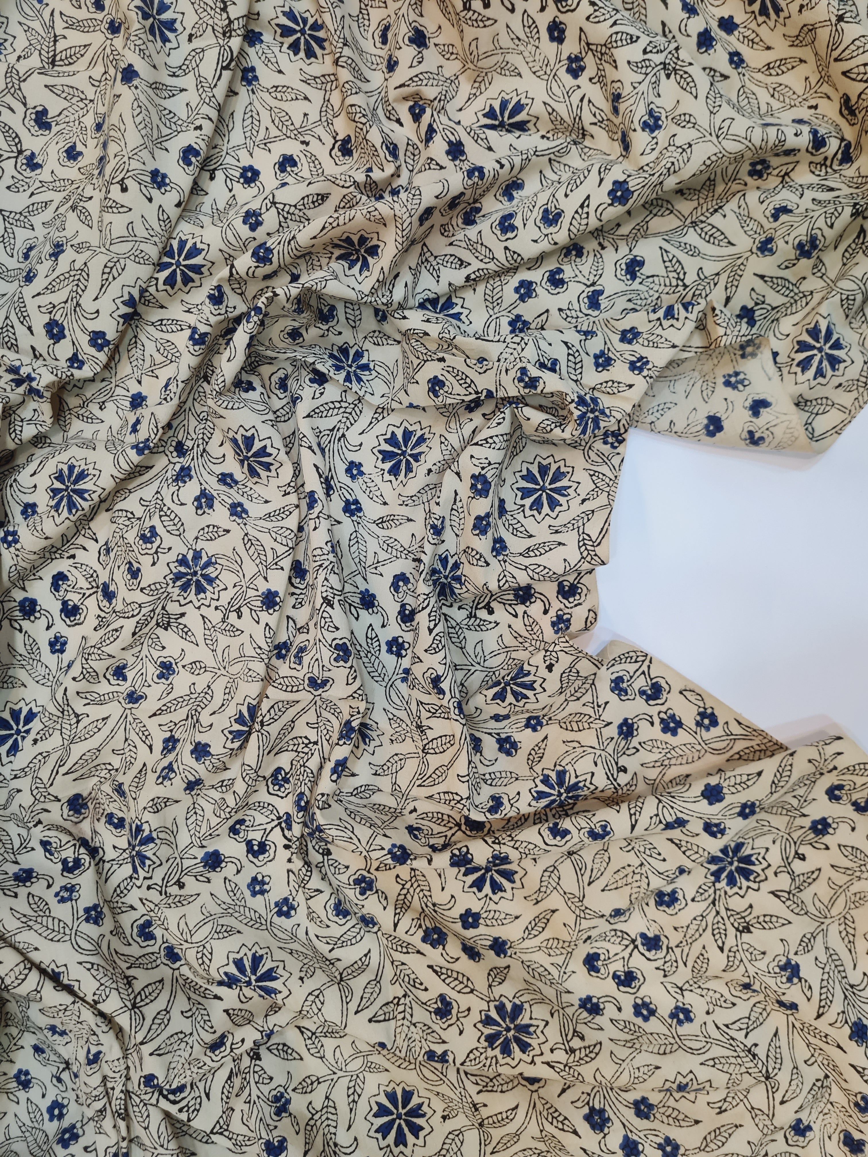 Block Printed Cotton Unstitched Kurta Fabric - Traditional Ethnic Wear