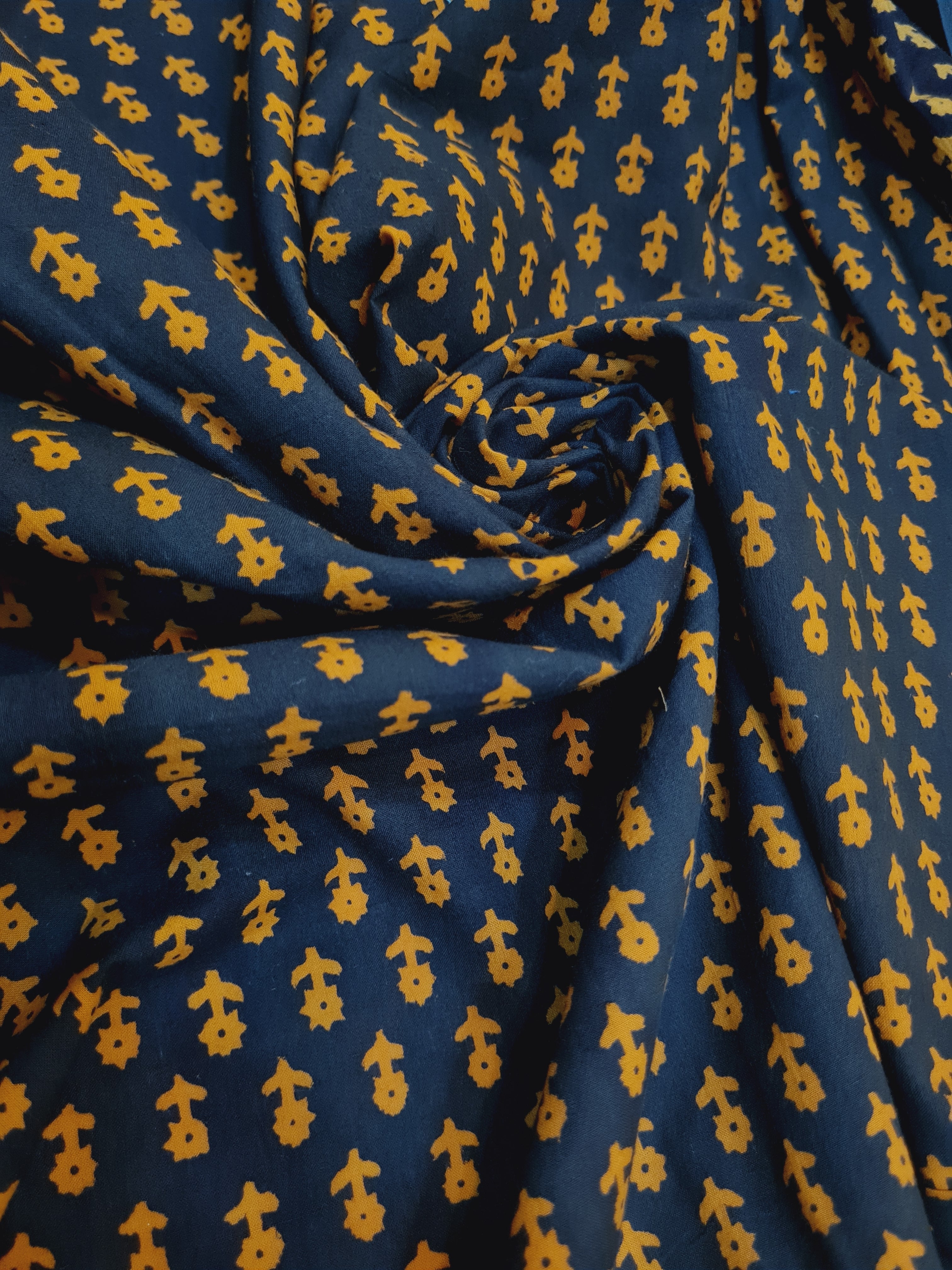 Block Printed Cotton Unstitched Kurta Fabric - Traditional Ethnic Wear