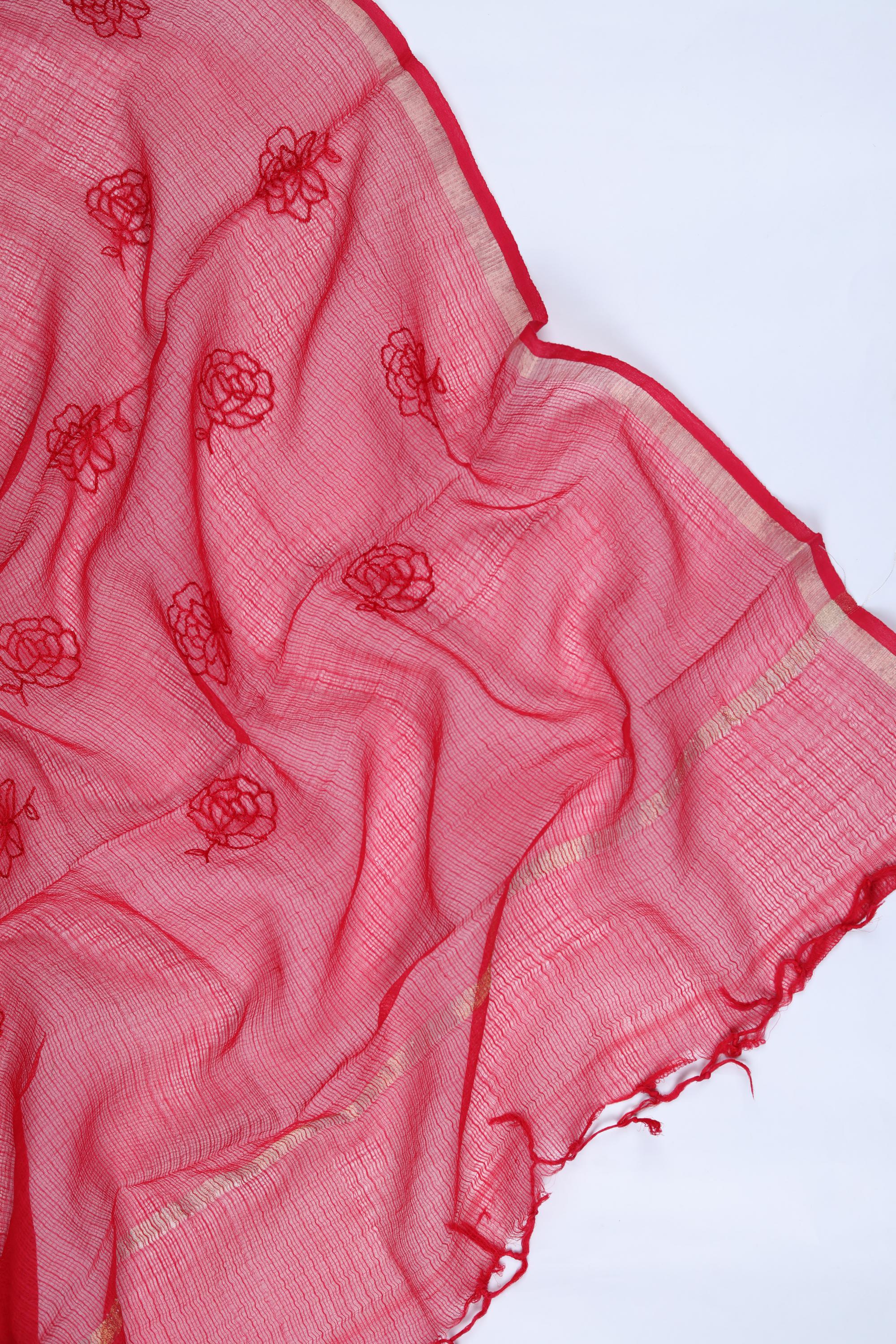 Chanderi 3 Piece Unstitched Set - Classic Ethnic Style