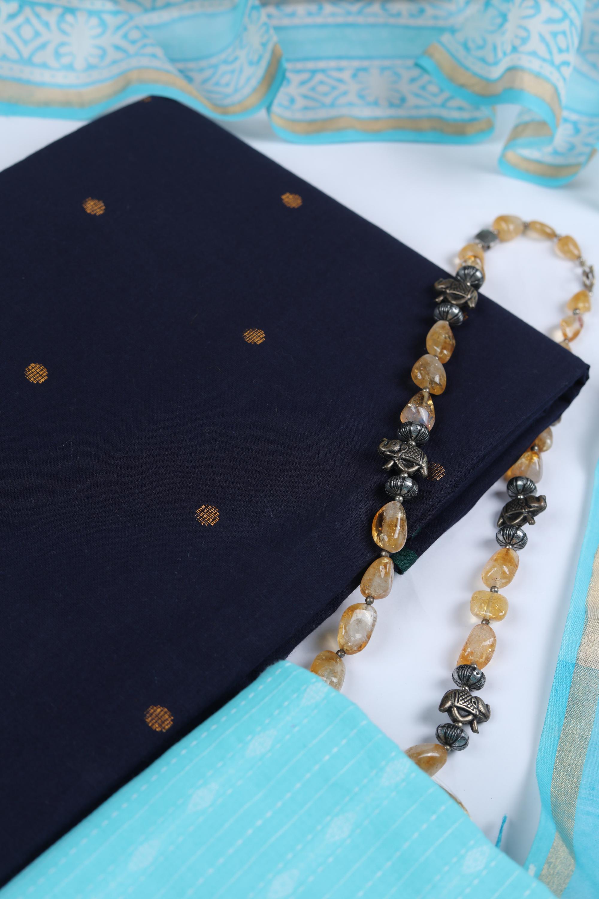 Handloom Cotton 3 Piece Unstitched Set - Traditional Wear