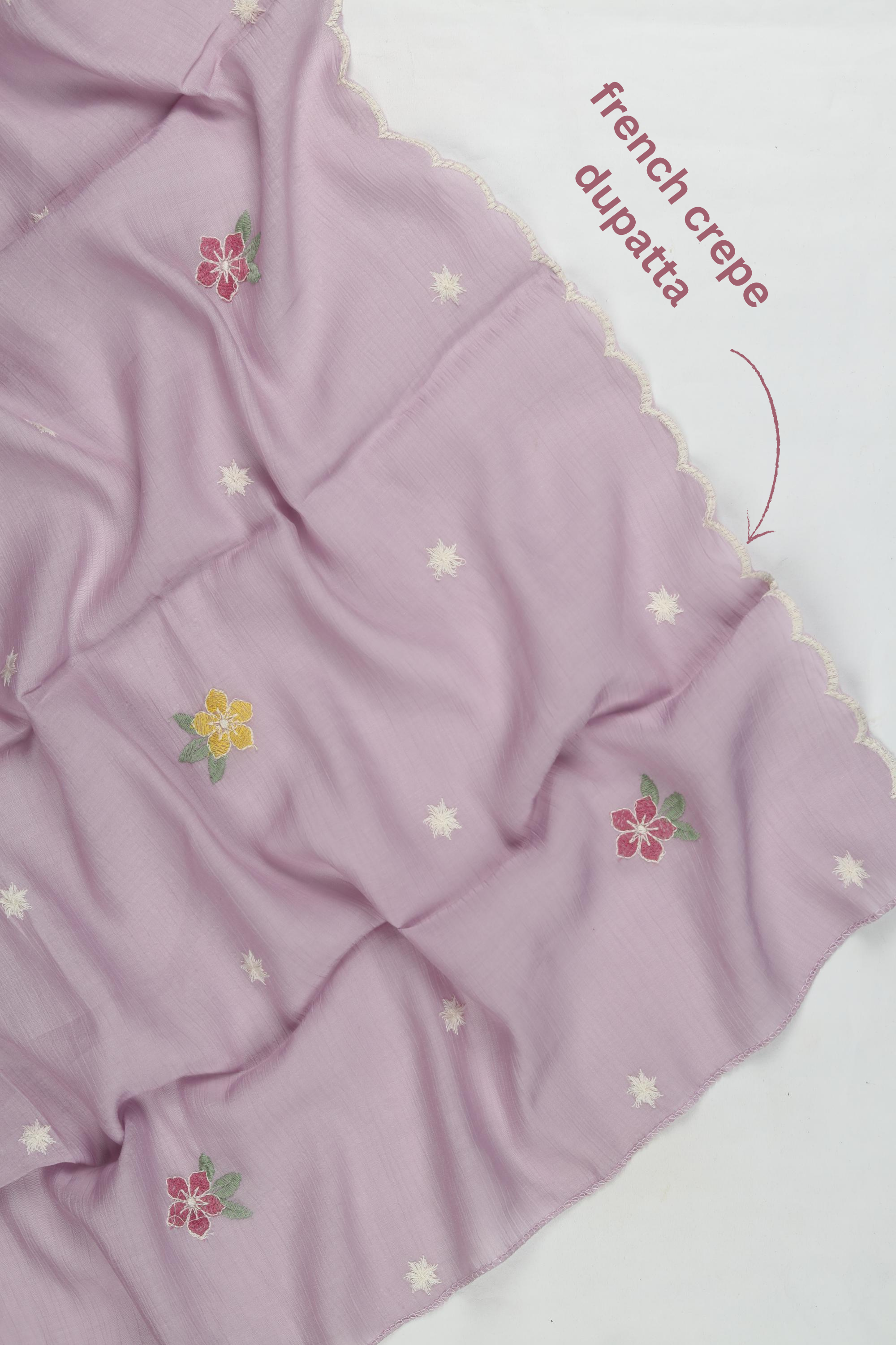 Classic French Crepe 3 Piece Unstitched Set - Floral Print