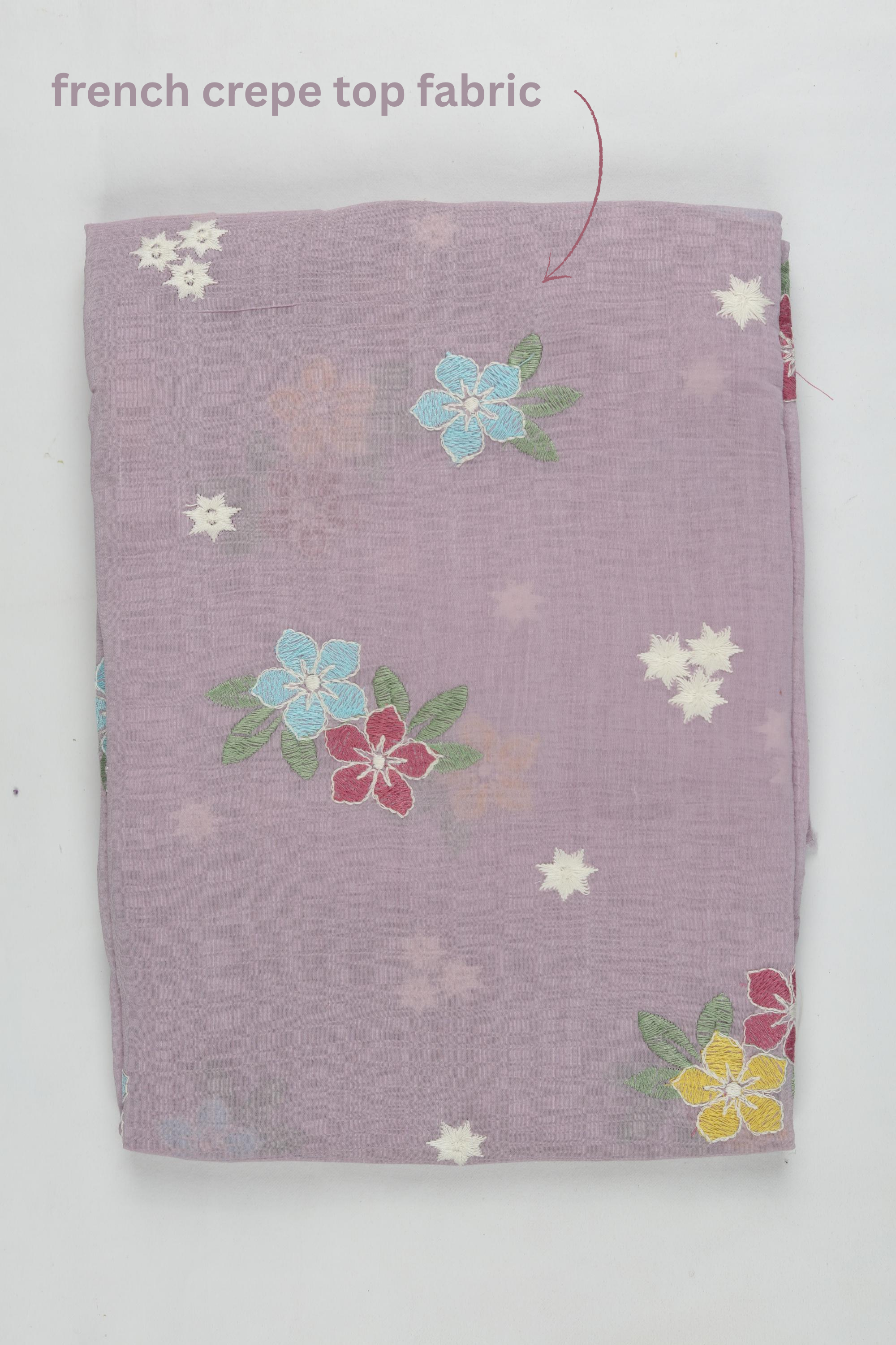 Classic French Crepe 3 Piece Unstitched Set - Floral Print