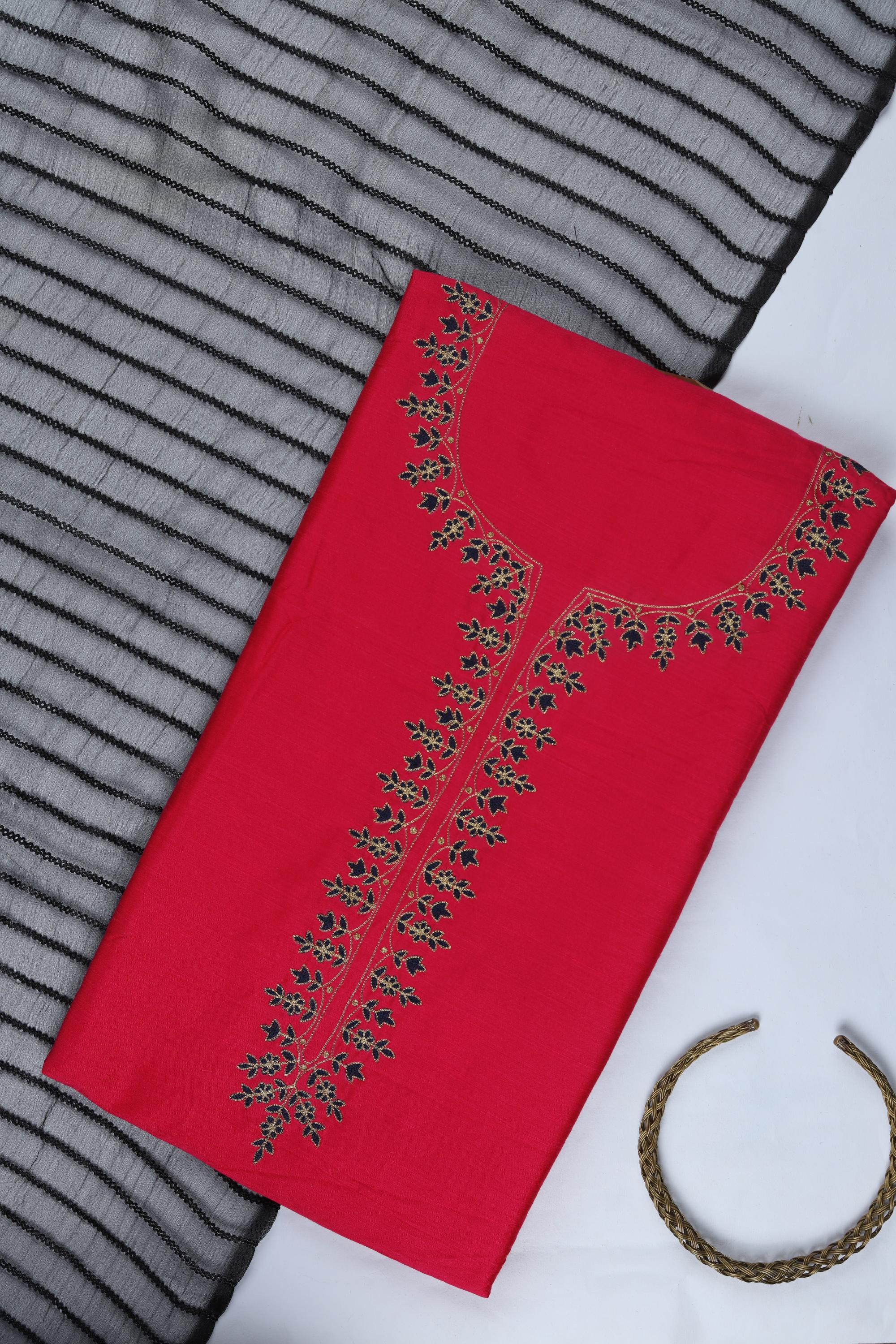 Cotton Silk with Organza Set -09