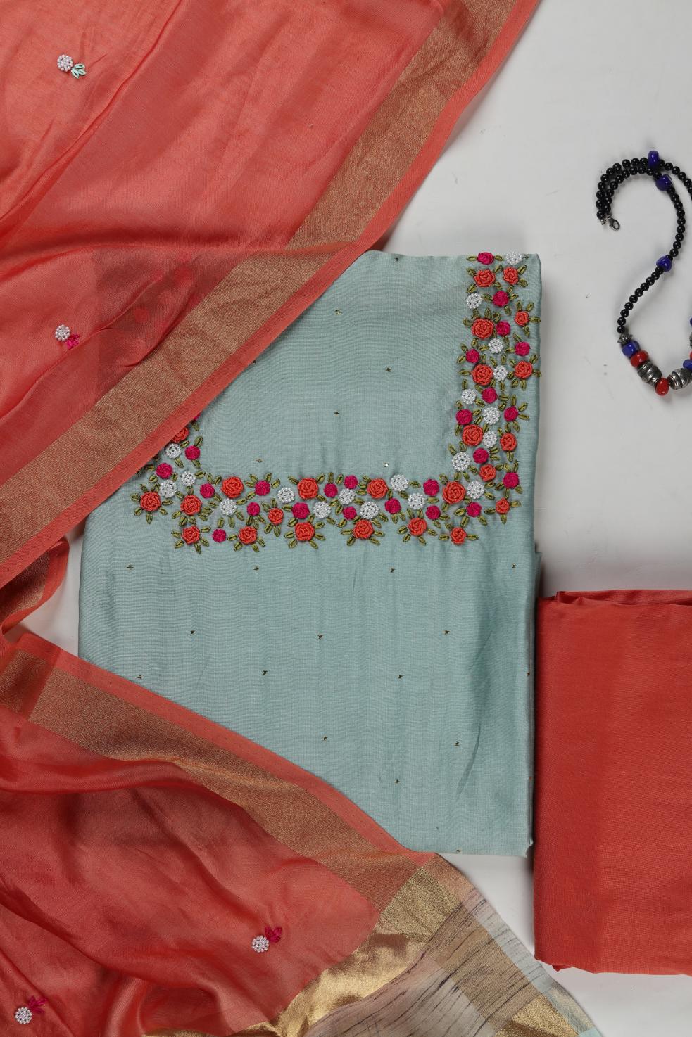 EMBROIDERED Chanderi Set-1
