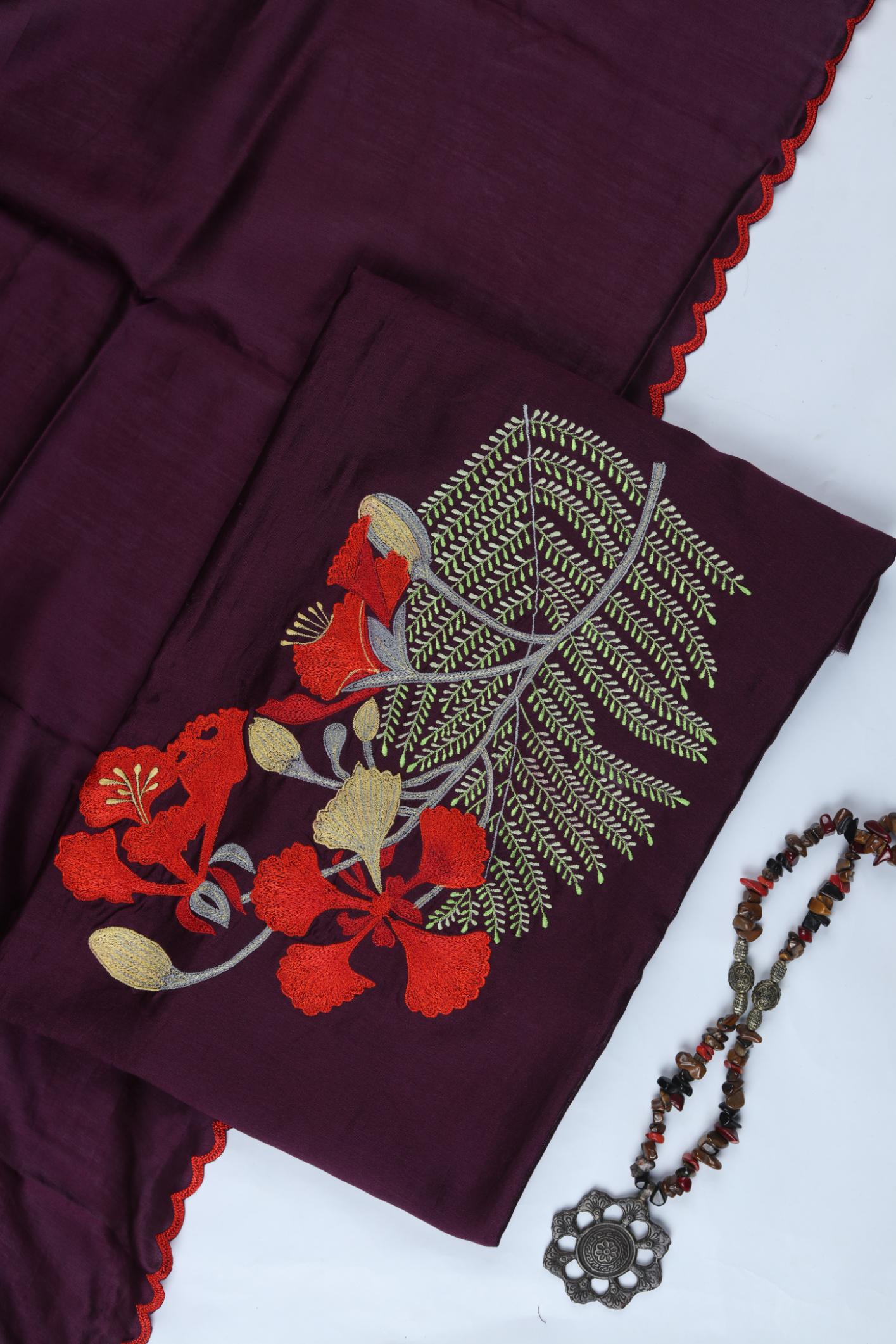 Chanderi Embroidered Set