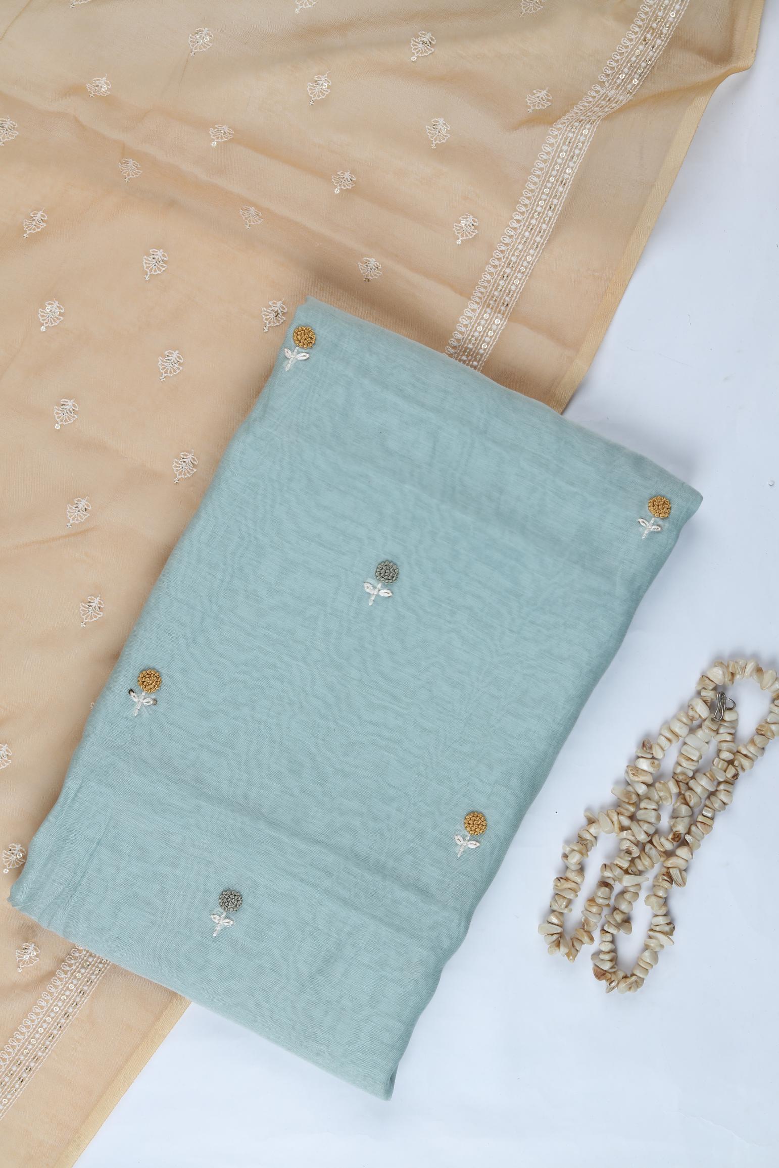 Chanderi  Embroidered Set