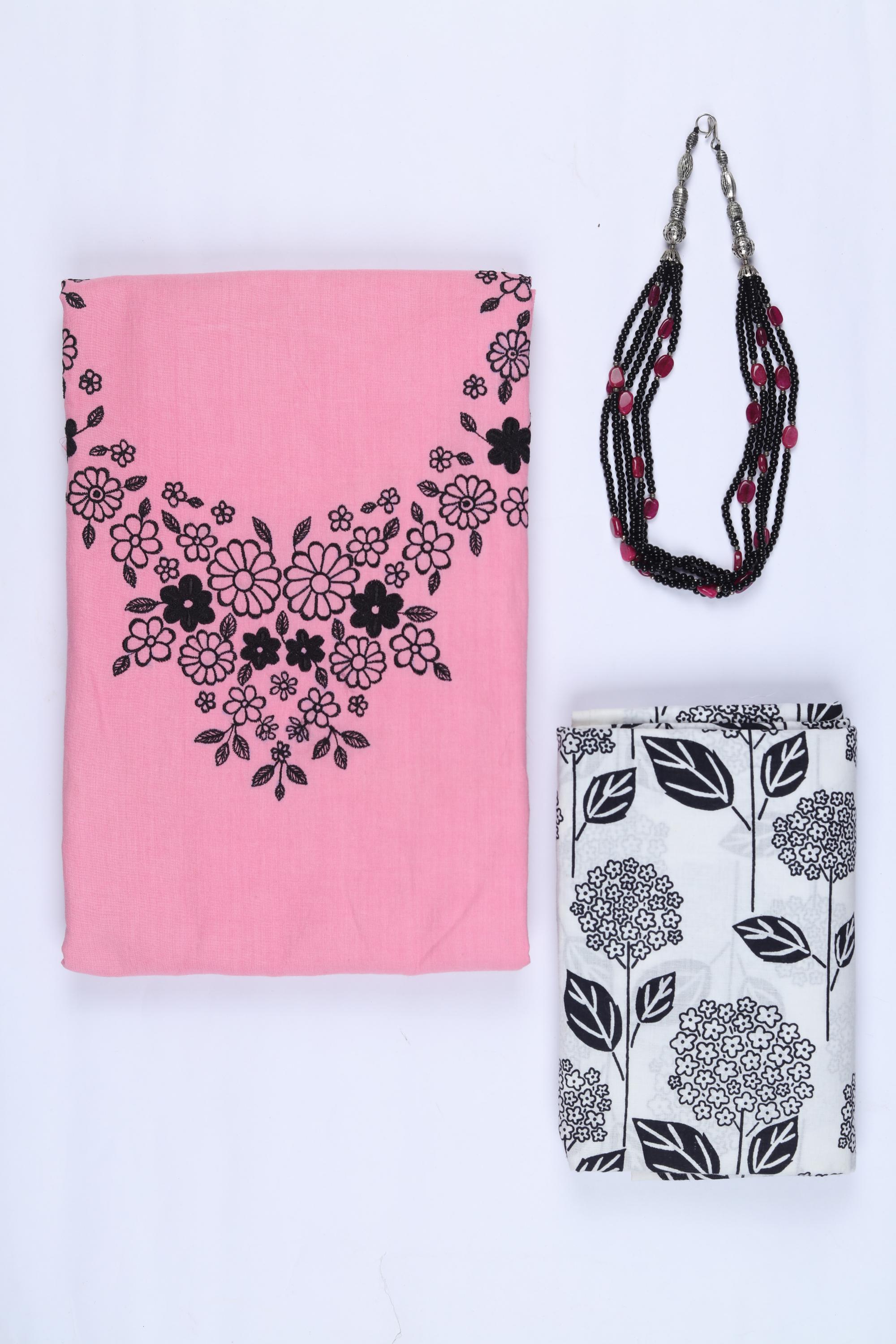 Cotton 2 Piece Unstitched Kurta & Bttom Set – Traditional Design-007